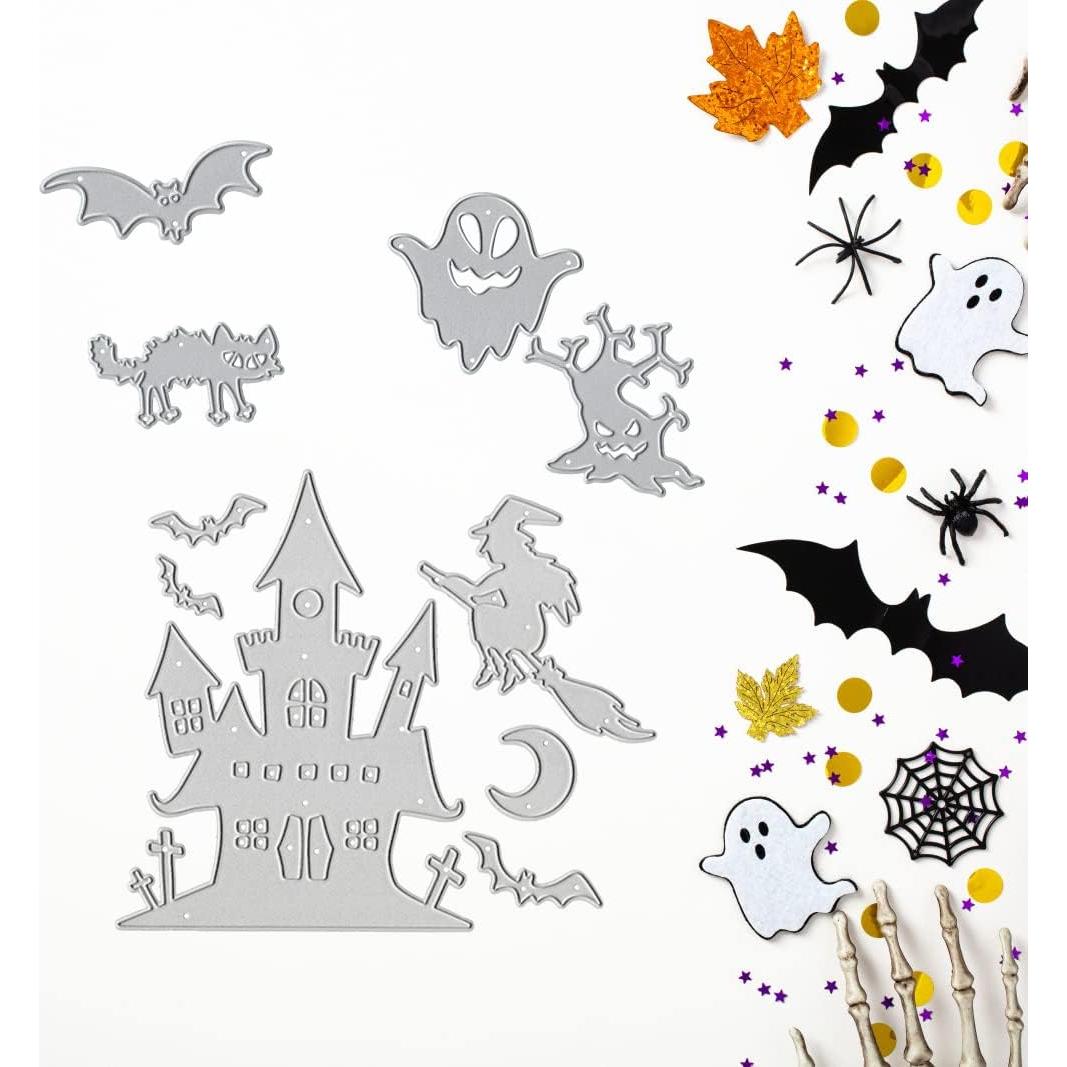 Troqueles de Corte ALIBBON Halloween 2 Pcs Castillo y Murciélago