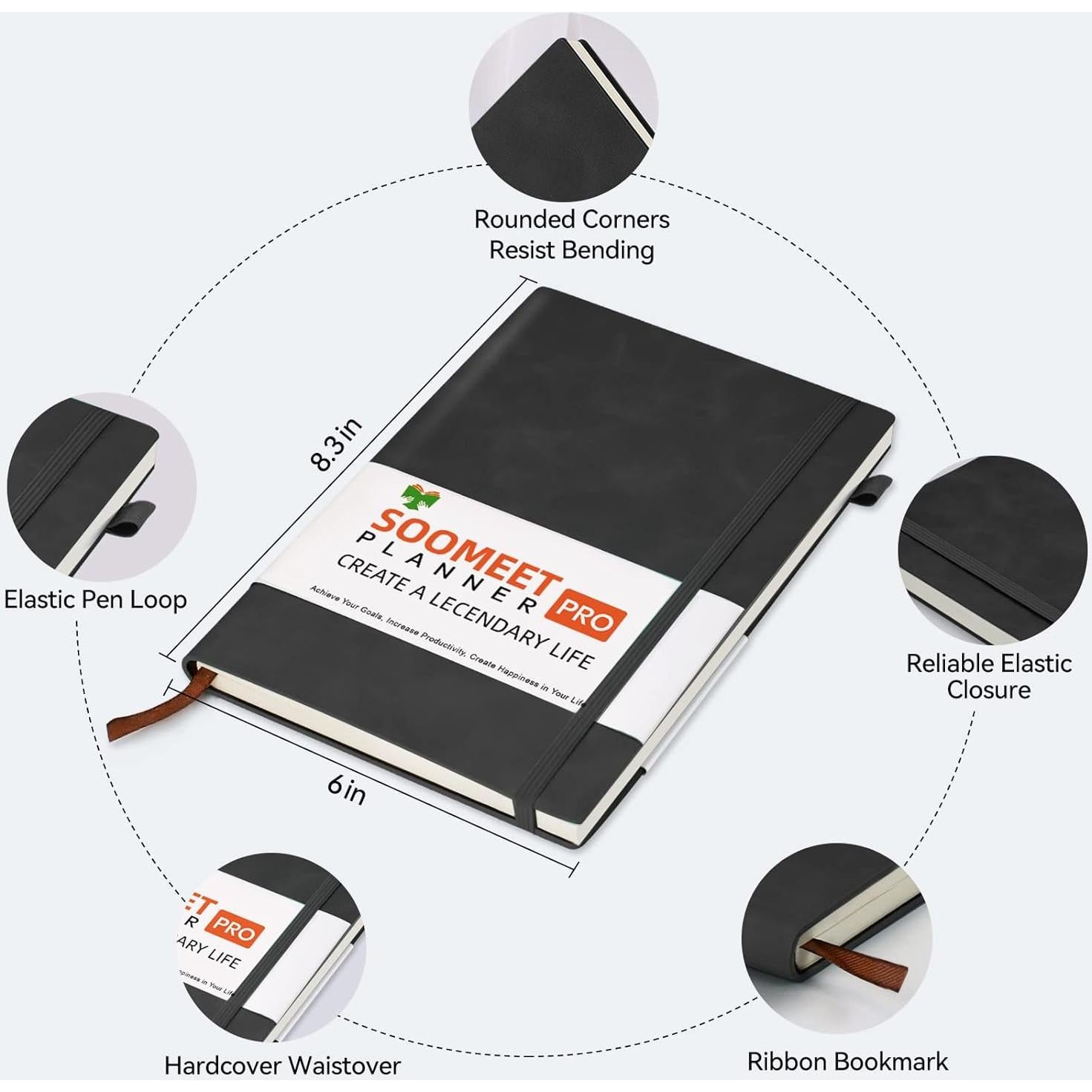 Cuaderno de Tapa Dura Soomeet A5 Negro 200 Páginas Rayadas