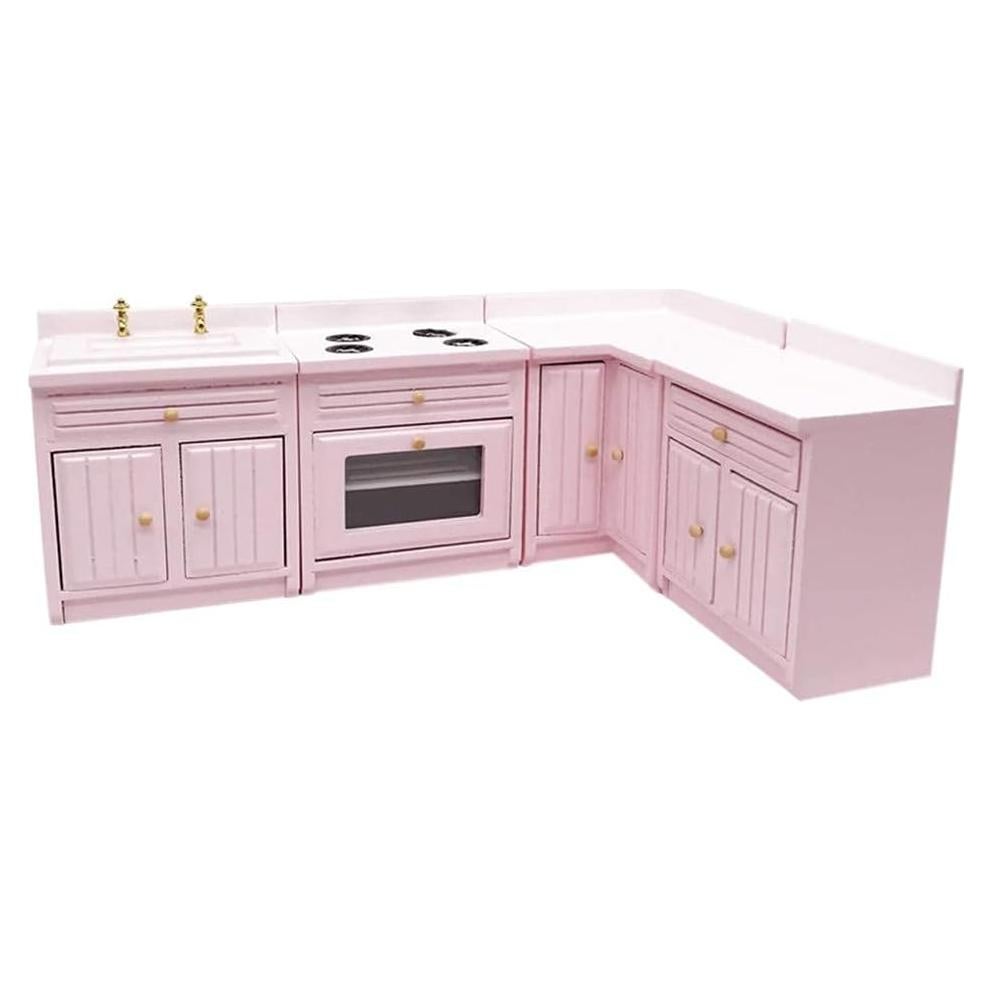 Juego de Muebles de Cocina Miniatura SXFSE 1:12 Rosa