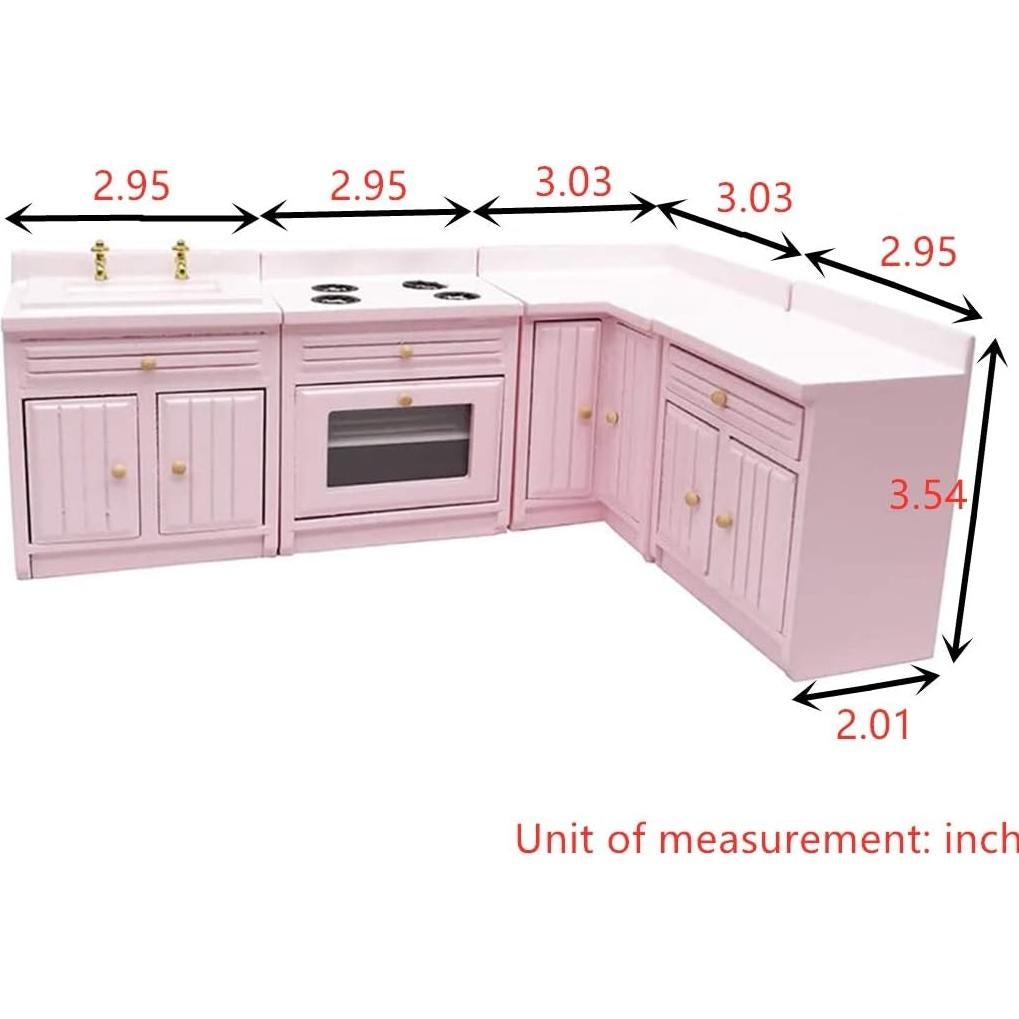 Juego de Muebles de Cocina Miniatura SXFSE 1:12 Rosa