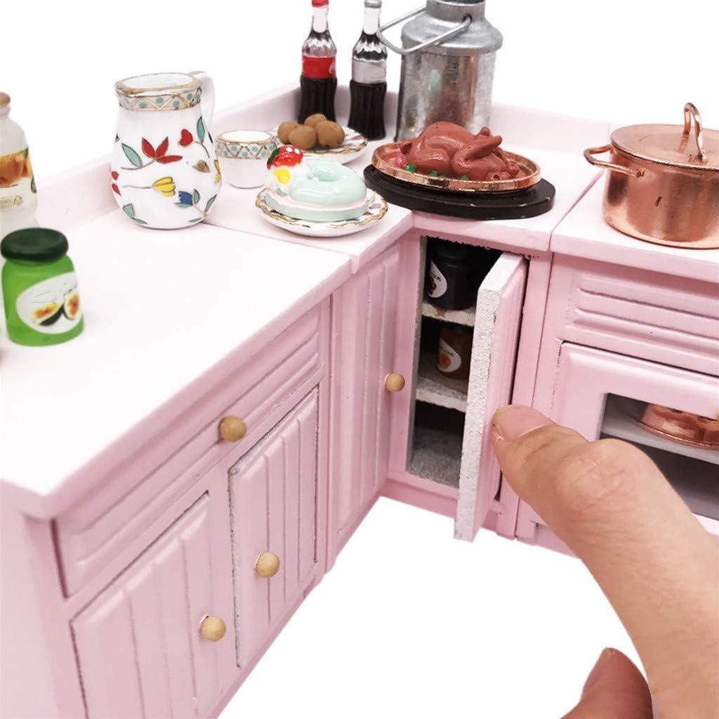 Juego de Muebles de Cocina Miniatura SXFSE 1:12 Rosa