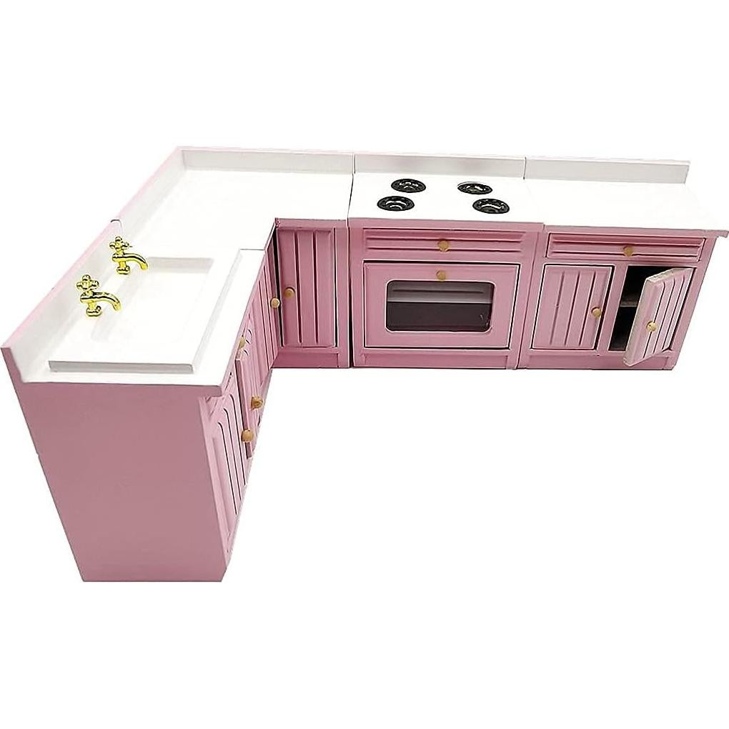 Juego de Muebles de Cocina Miniatura SXFSE 1:12 Rosa