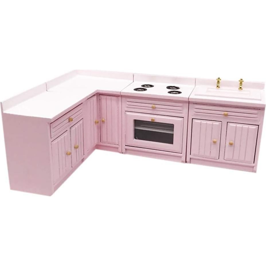 Juego de Muebles de Cocina Miniatura SXFSE 1:12 Rosa