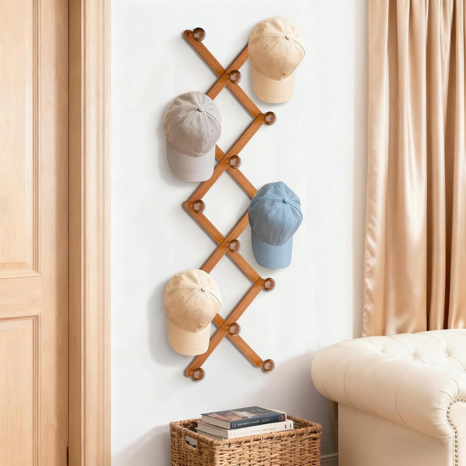 Perchero Expandible WGFKVAS de Madera con 14 Ganchos para Pared