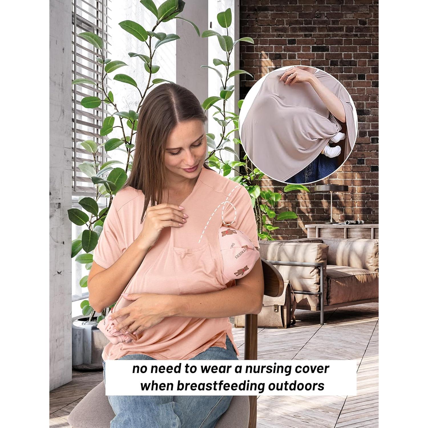 Camiseta de Lactancia Doble Capa SUNNYBUY Rosa Claro Mediana