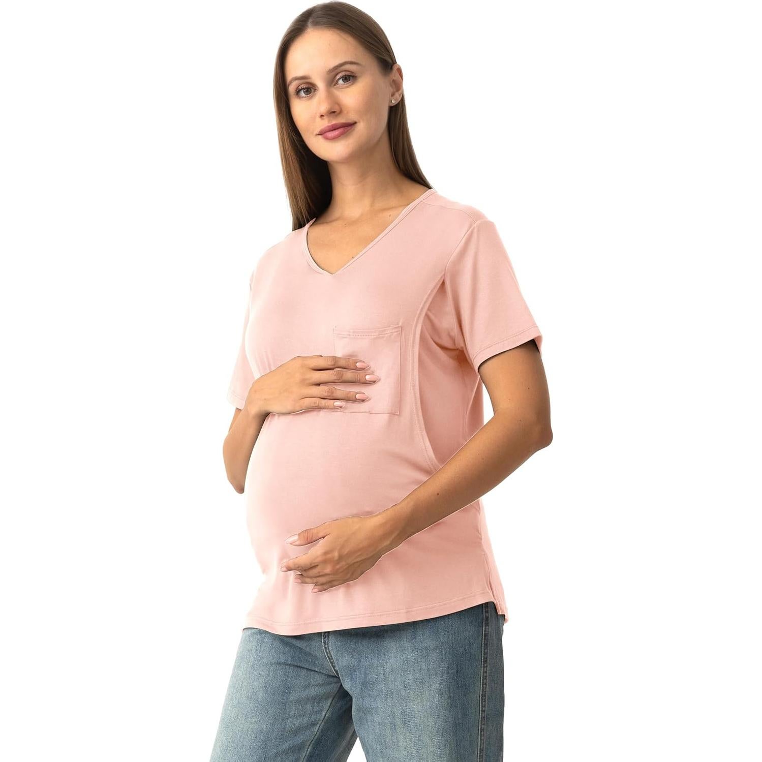 Camiseta de Lactancia Doble Capa SUNNYBUY Rosa Claro Mediana