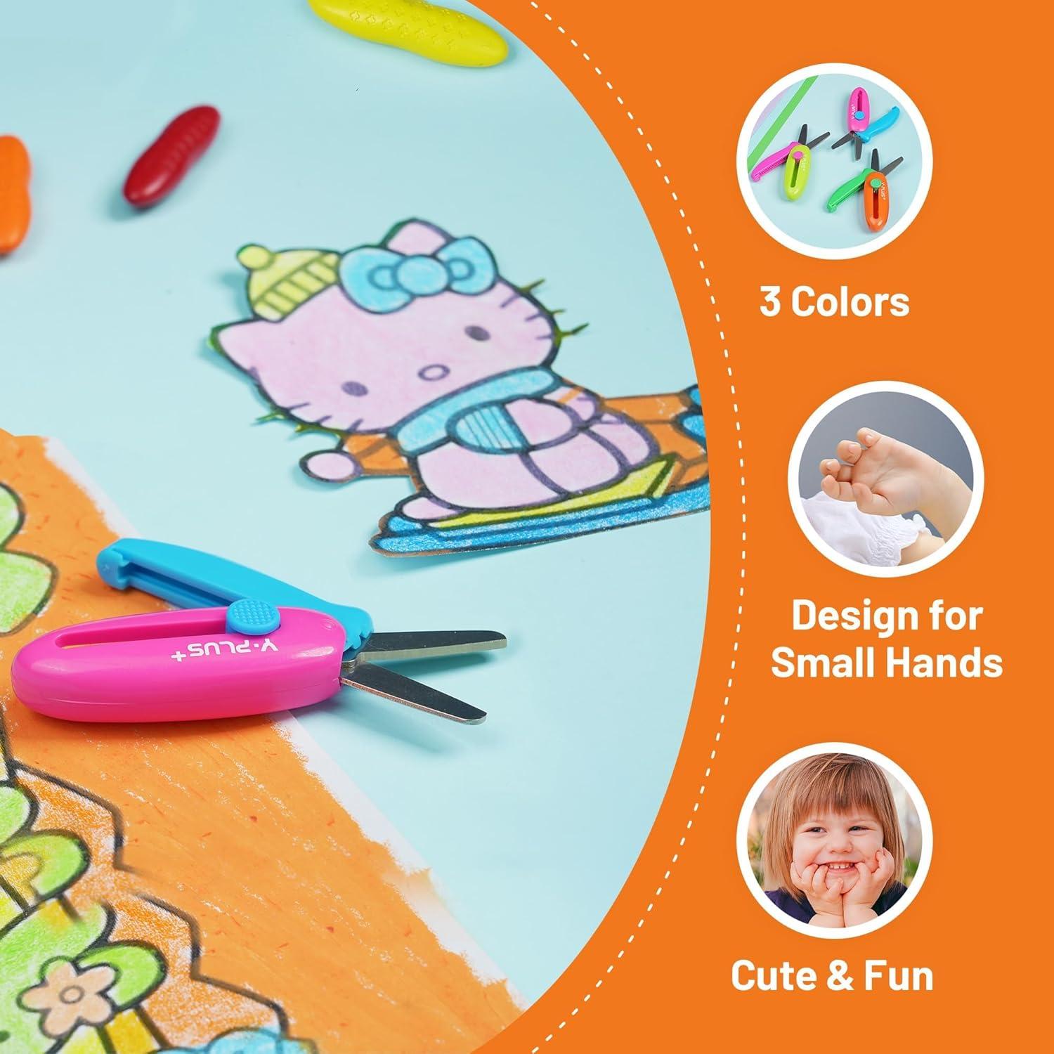 Tijeras de Seguridad YPLUS para Niños 3 Pcs Retráctiles