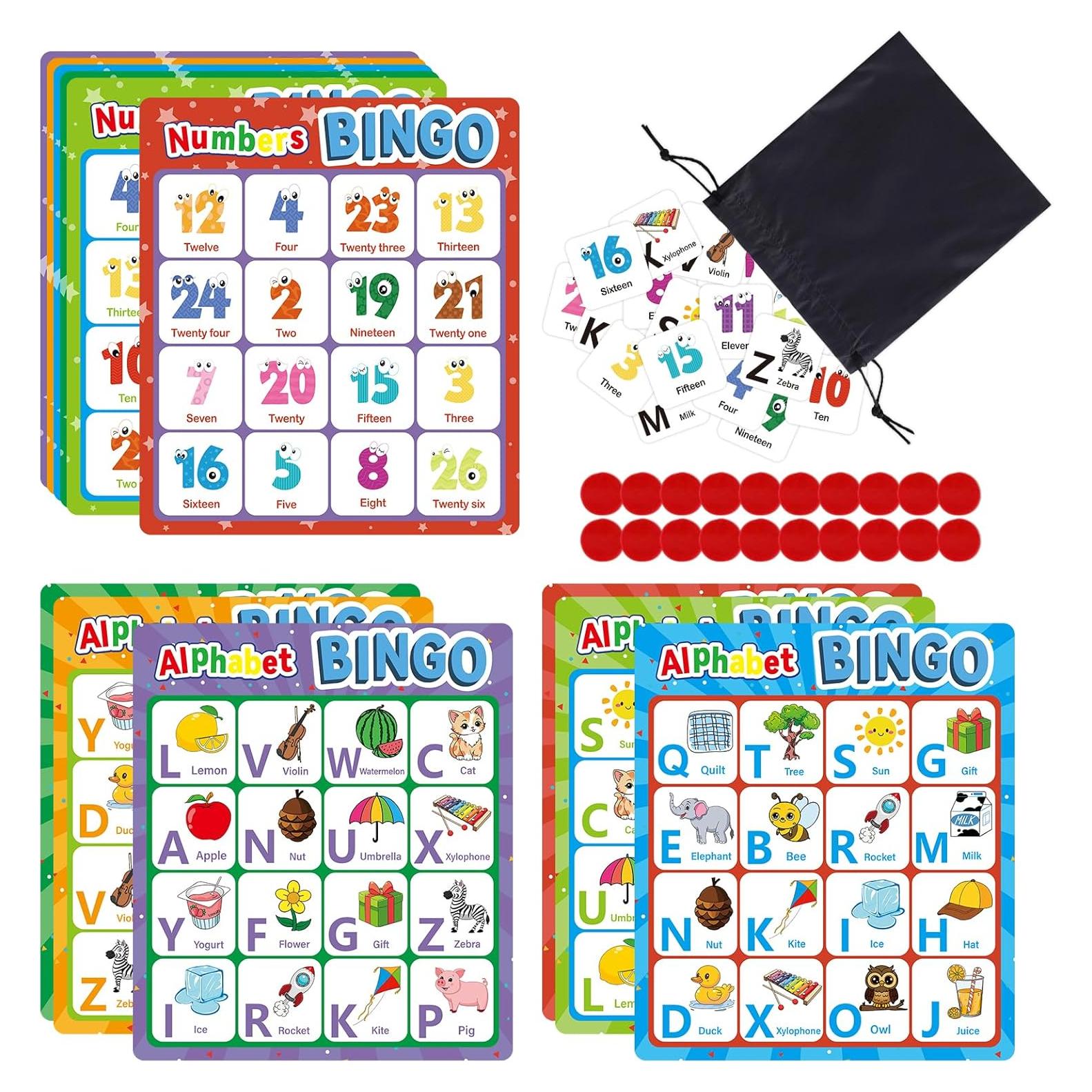 Juego de Bingo de Letras y Números ABC para Niños