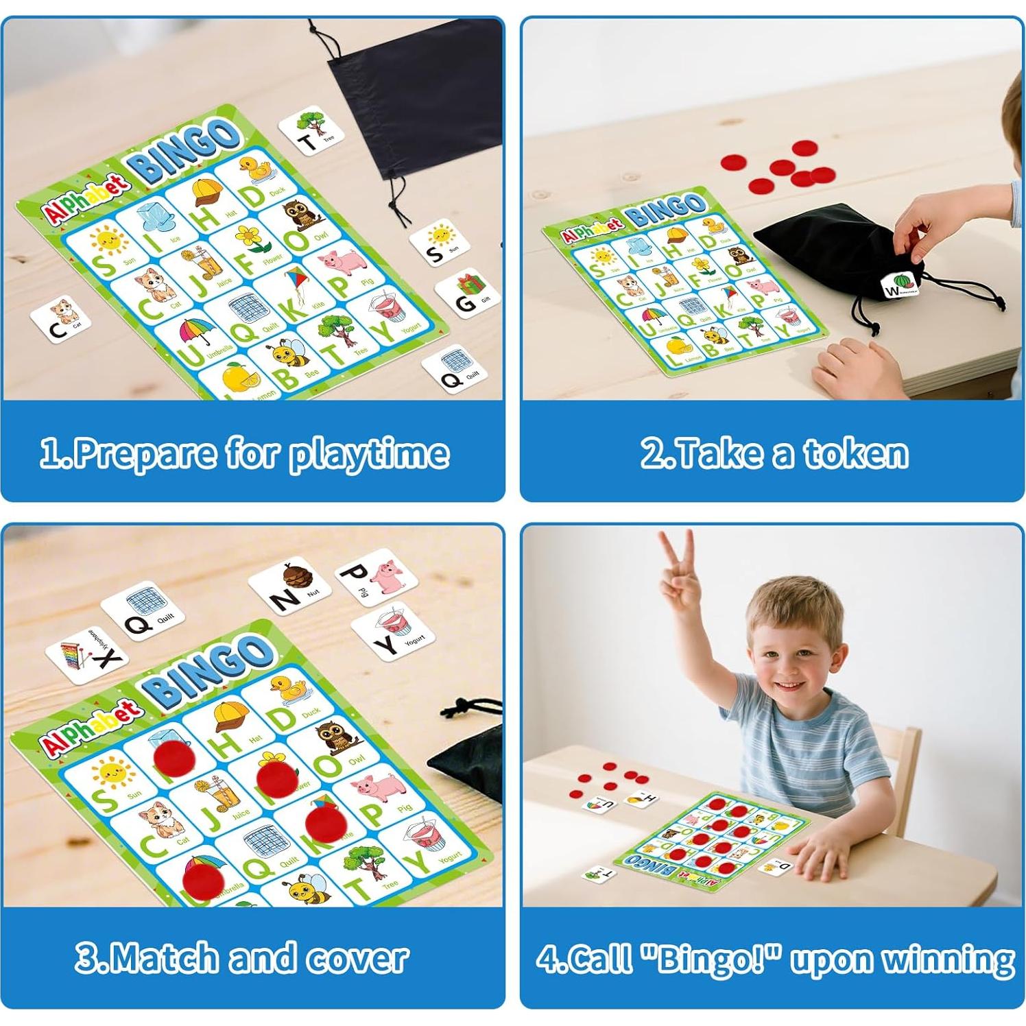 Juego de Bingo de Letras y Números ABC para Niños