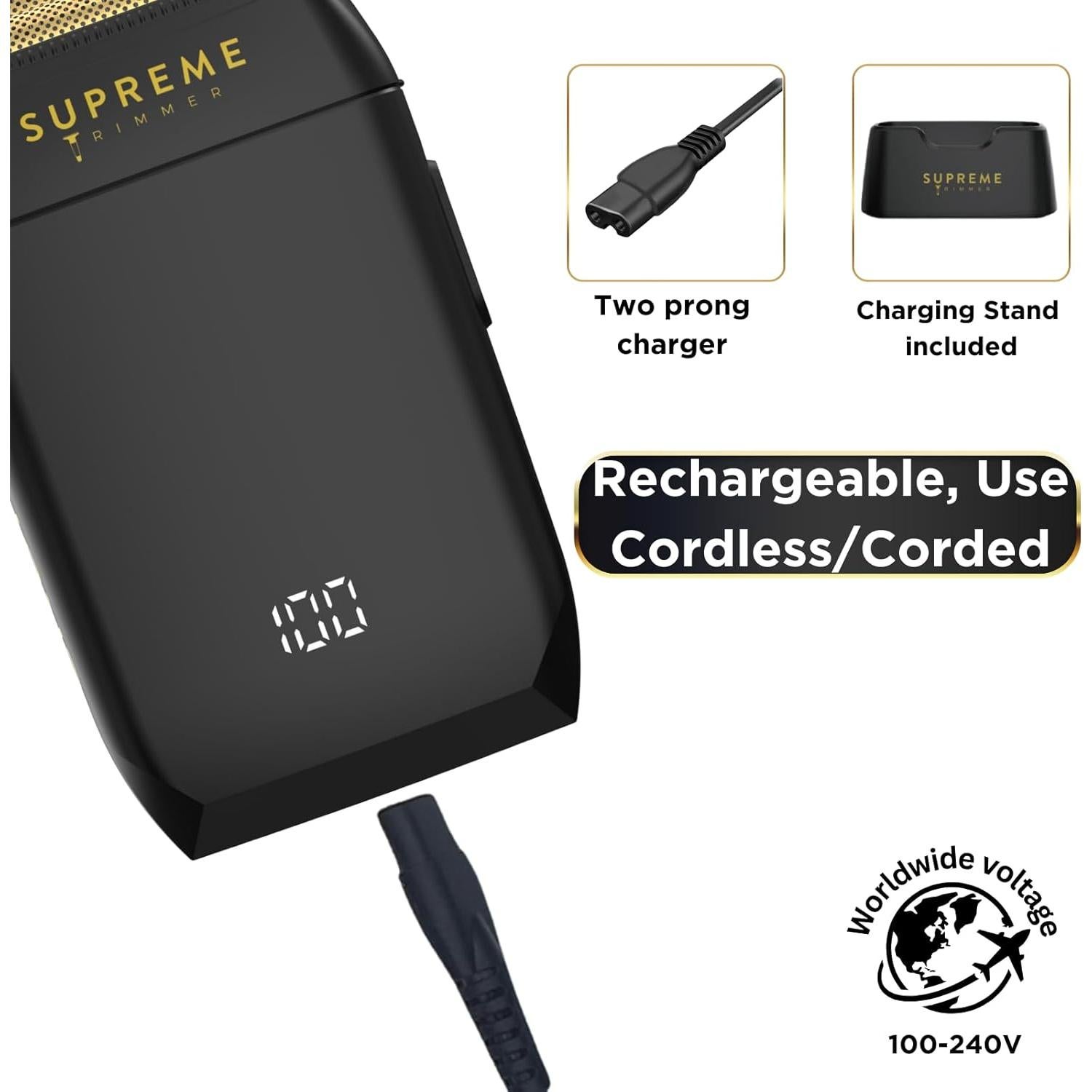 Afeitadora Doble de Foil Supreme Trimmer STF602 Impermeable