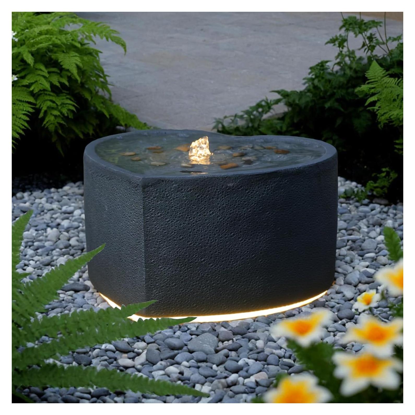 Fuente de Agua Exterior Bumilgar Corazón 40 cm con LED