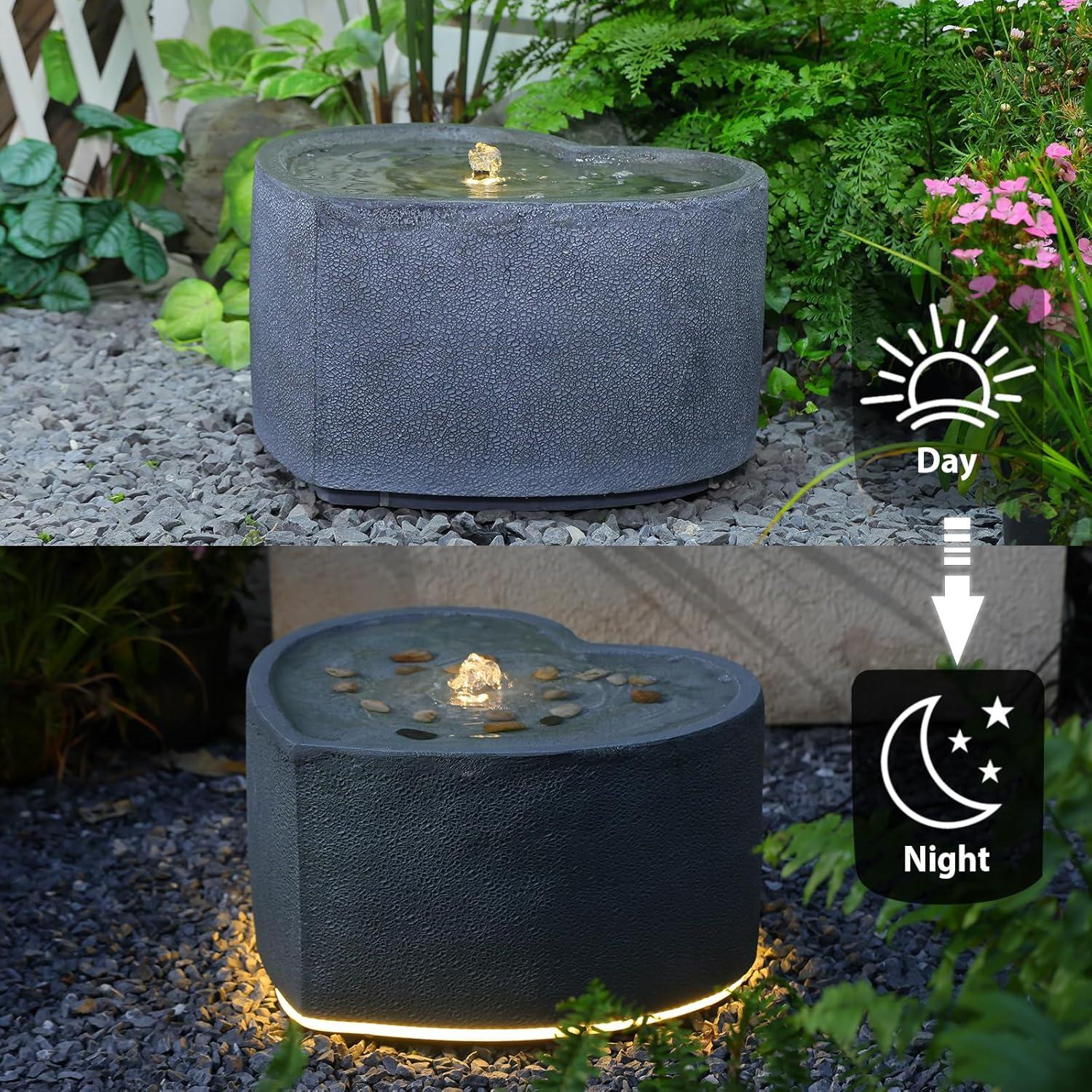 Fuente de Agua Exterior Bumilgar Corazón 40 cm con LED