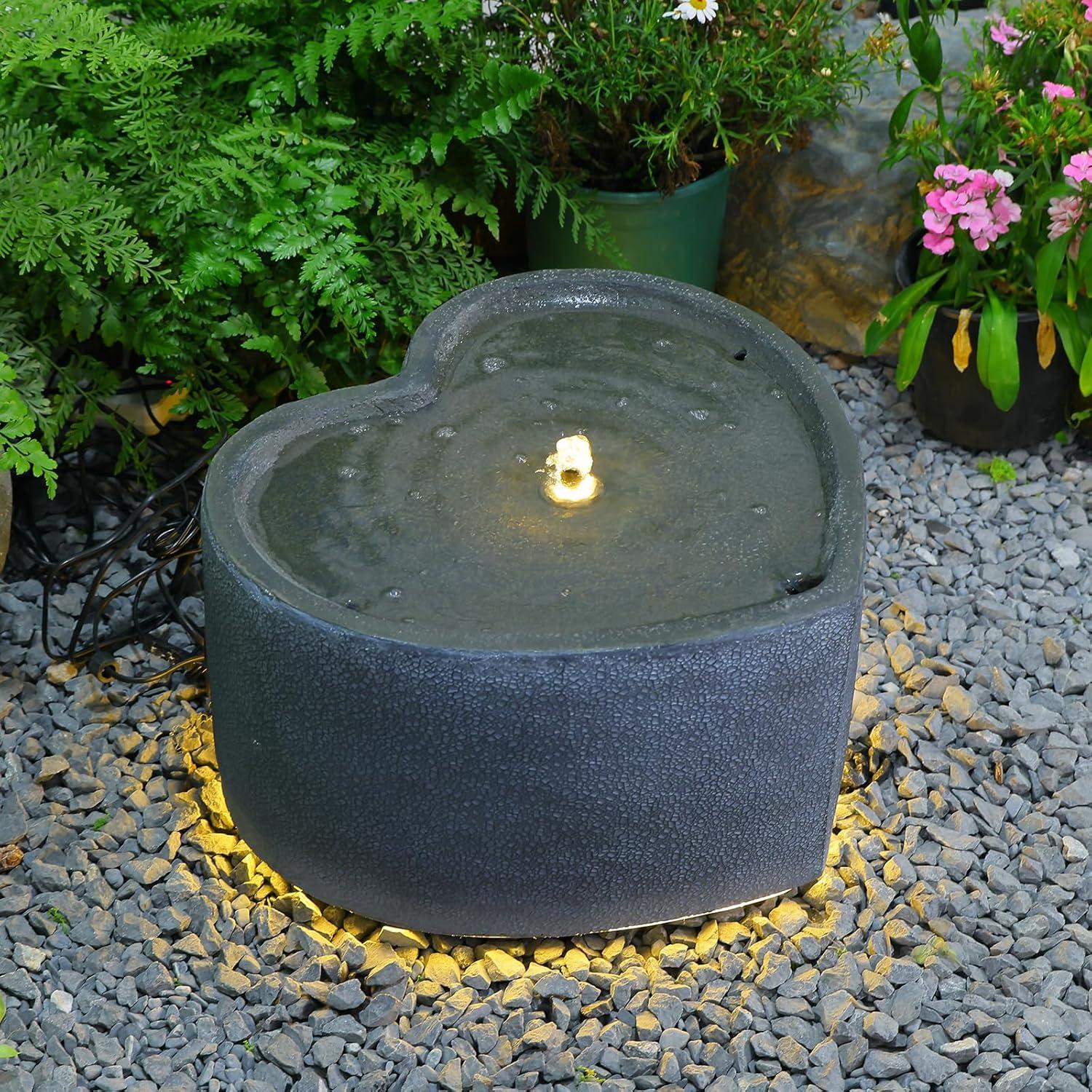 Fuente de Agua Exterior Bumilgar Corazón 40 cm con LED