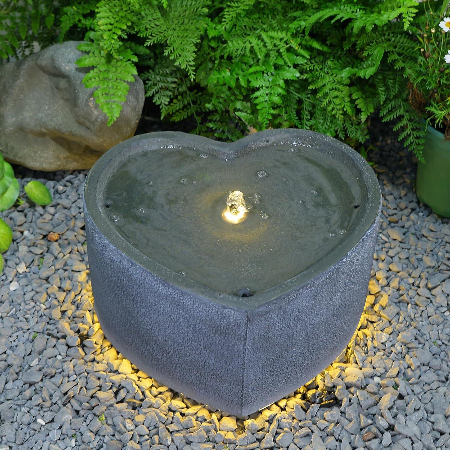 Fuente de Agua Exterior Bumilgar Corazón 40 cm con LED