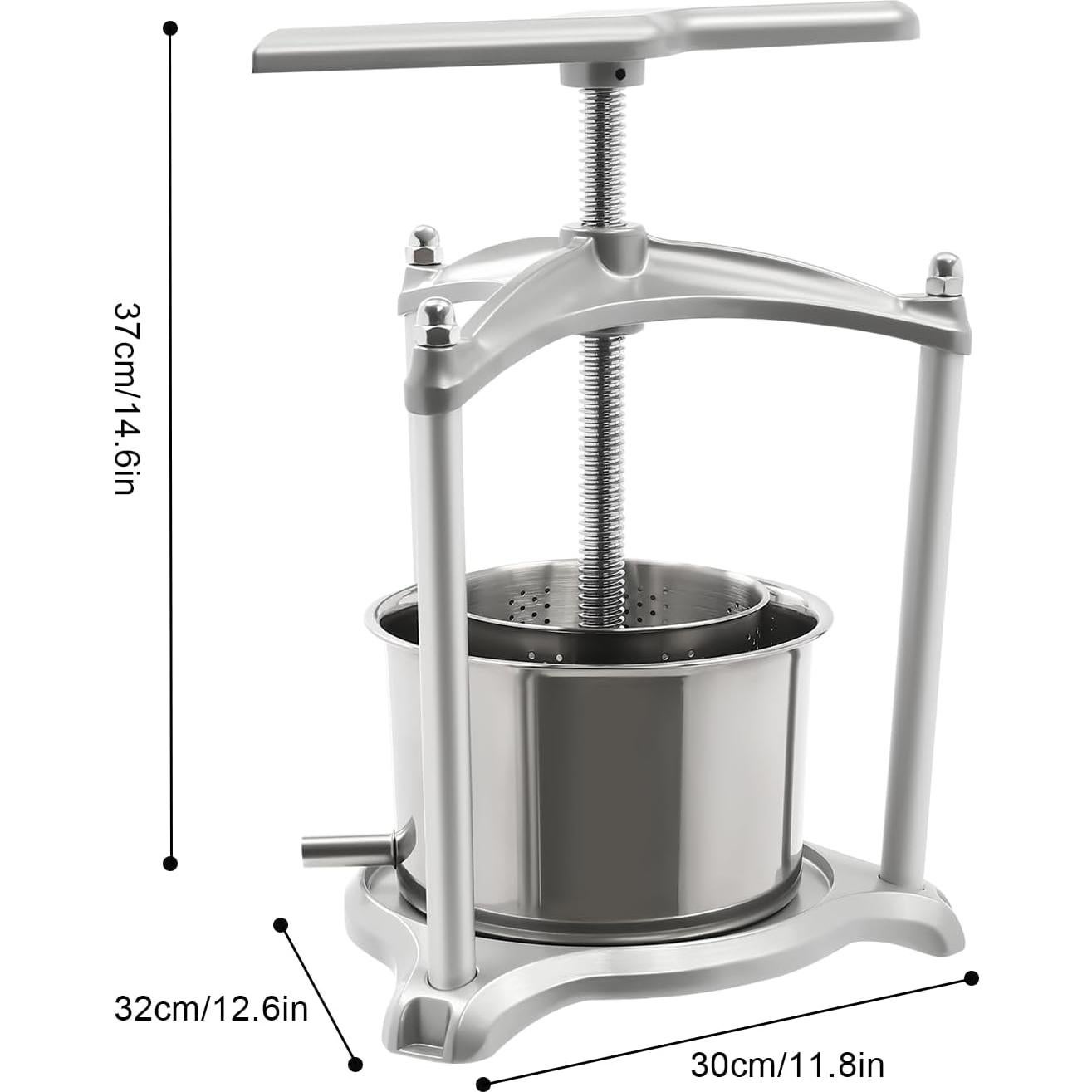 Prensa de Vino Manual HinLIaDa 3L Acero Inoxidable