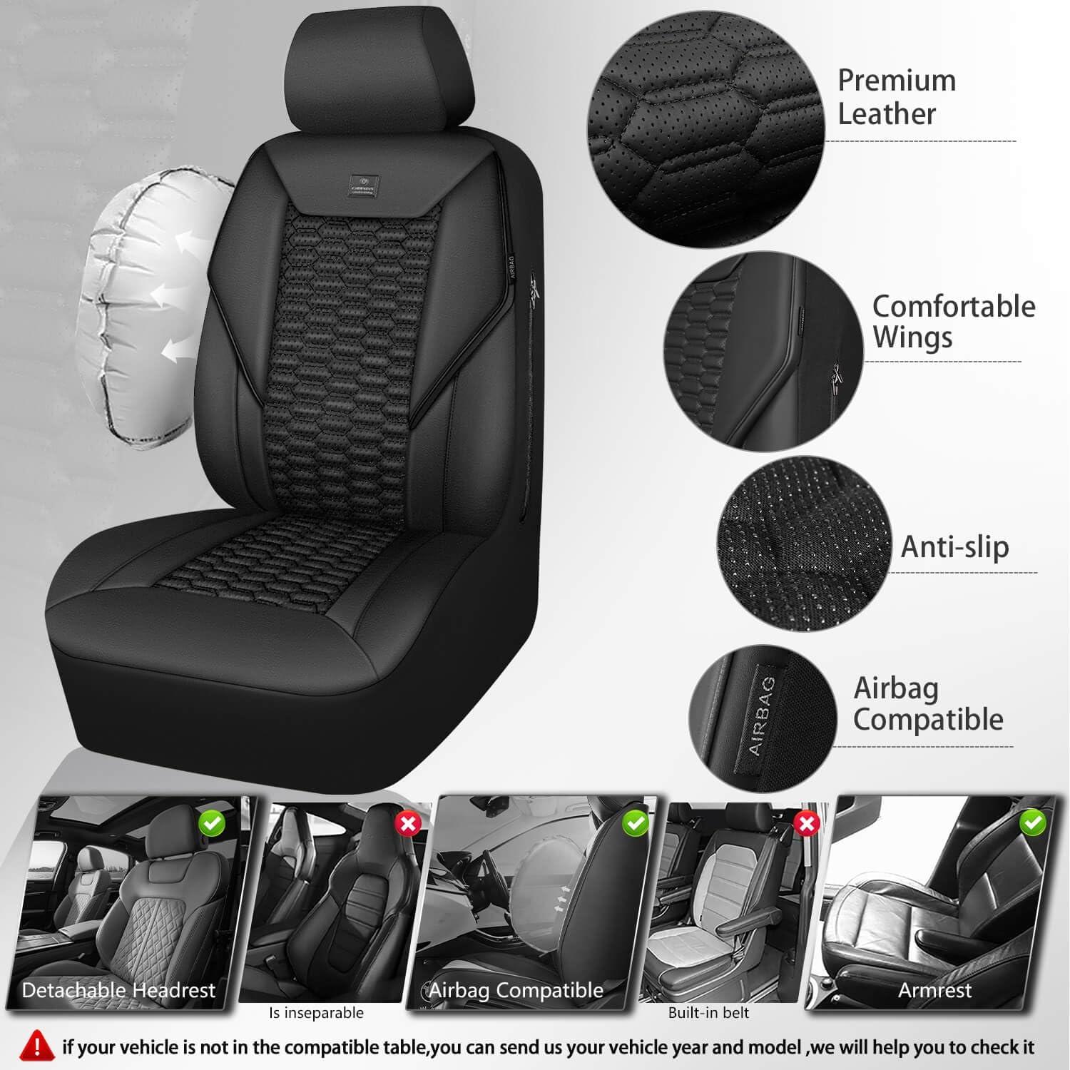 Cubiertas de Asiento de Cuero PU Negro CAR PASS Juego Completo