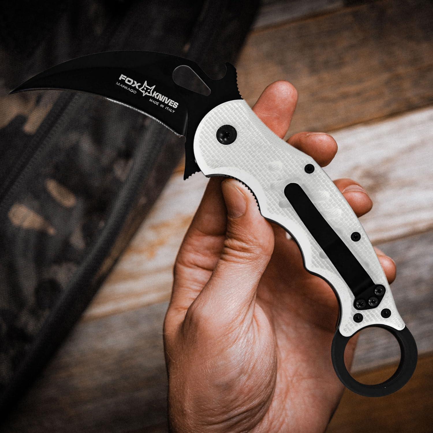 Cuchillo Karambit Plegable Fox 479 W G10 Blanco Táctico
