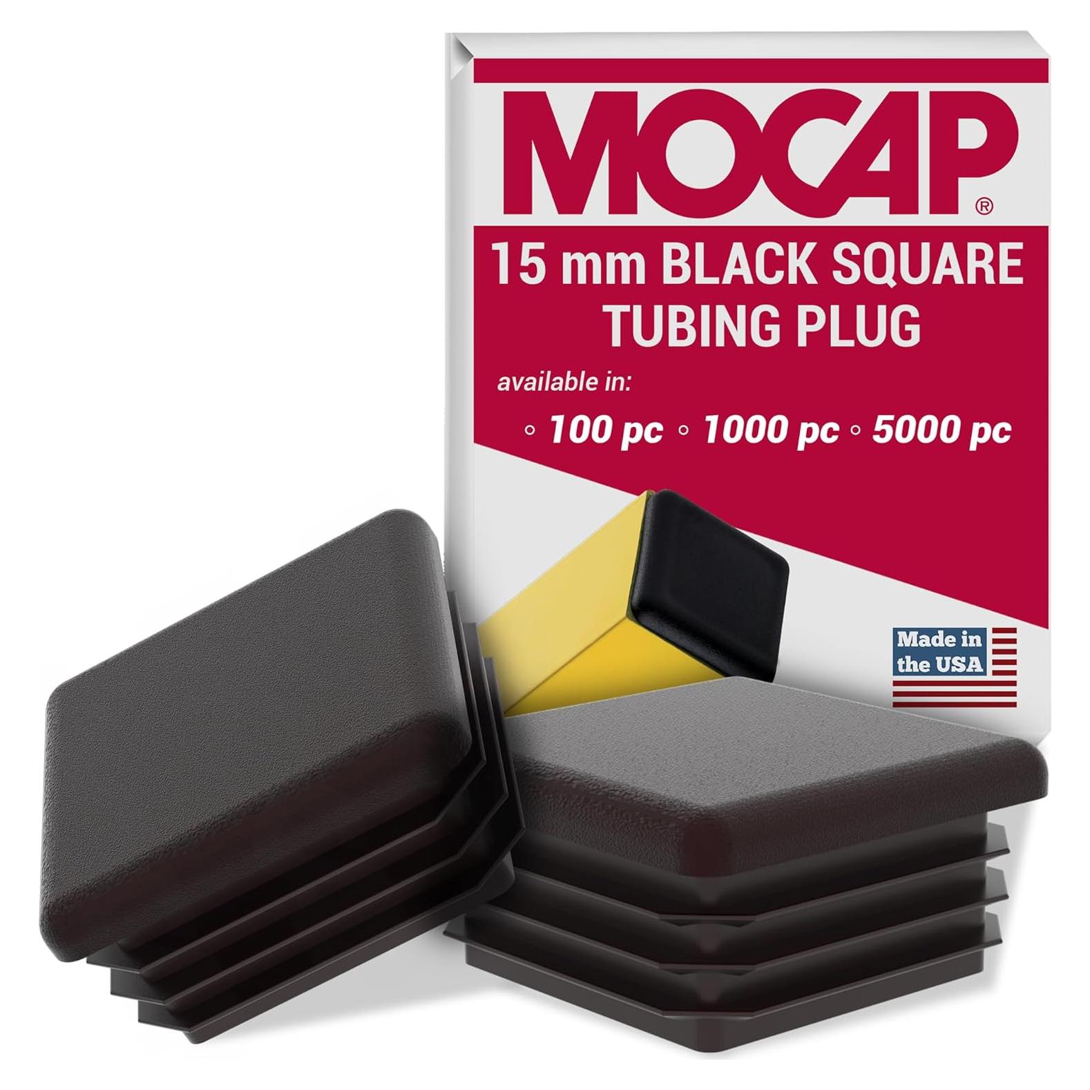 Tapa de Tubo Cuadrado MOCAP 15mm Negro Mate LDPE - 100 Unidades