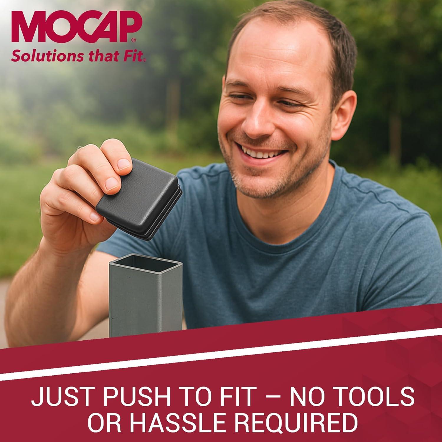 Tapa de Tubo Cuadrado MOCAP 15mm Negro Mate LDPE - 100 Unidades