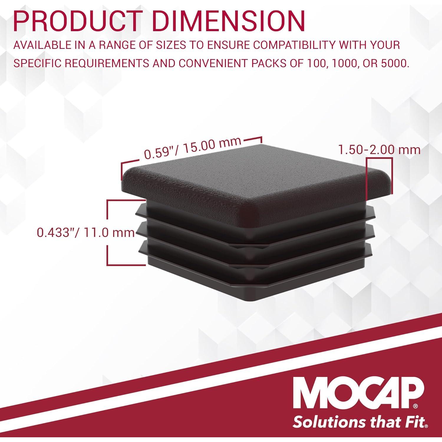 Tapa de Tubo Cuadrado MOCAP 15mm Negro Mate LDPE - 100 Unidades