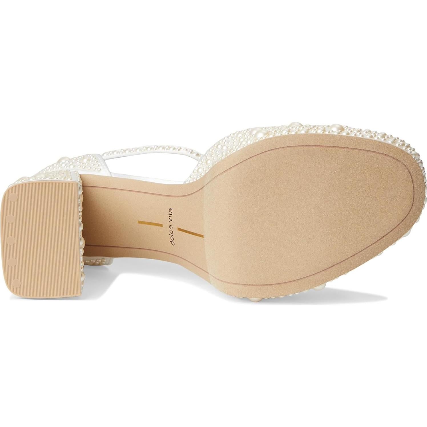 Sandalias de tacón grueso Dolce Vita Pandro Pearl 6 Satinado Blanco