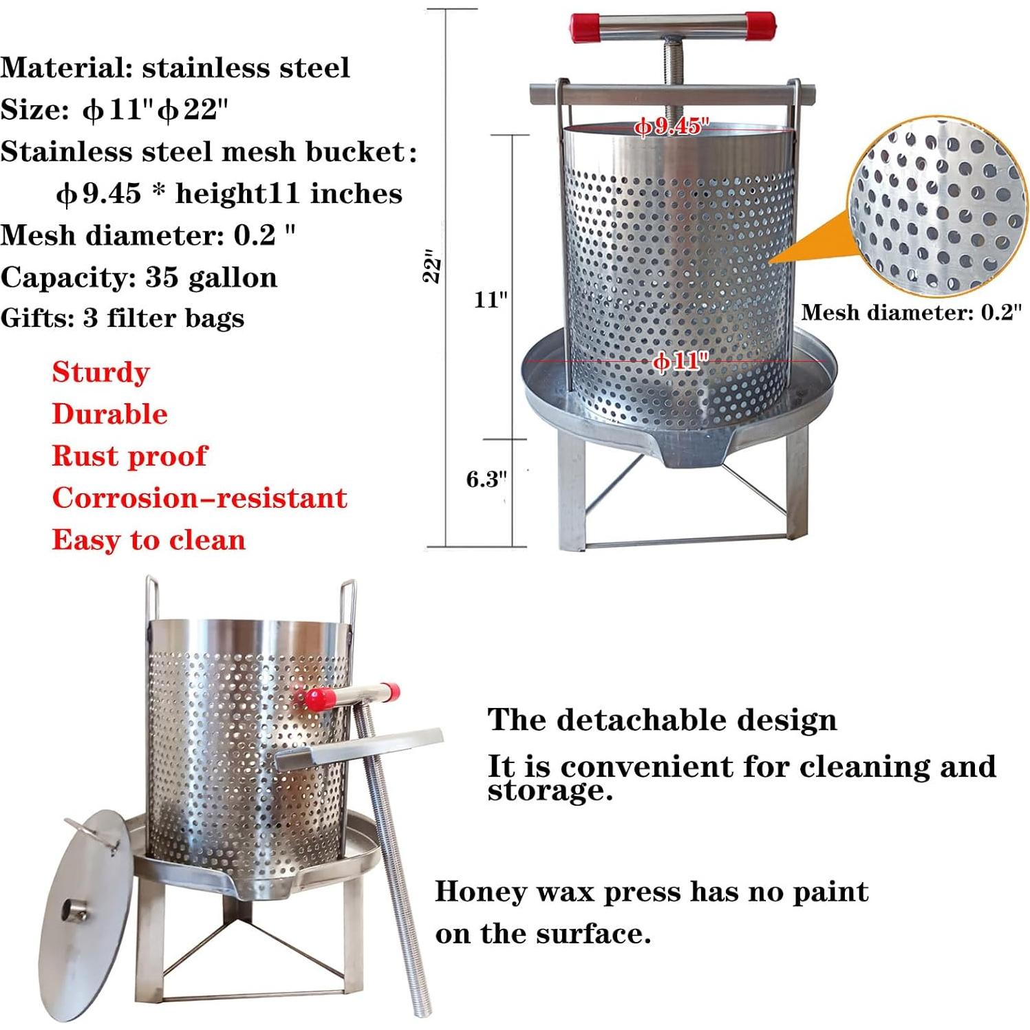 Extractor de Miel HCTOOL PYYZJ01 Manual Acero Inoxidable