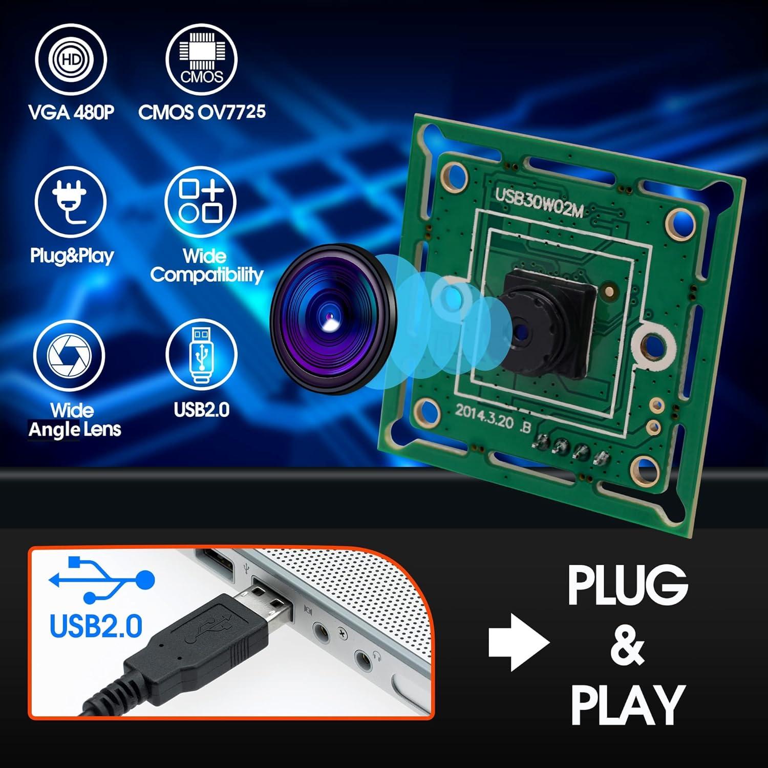 Módulo de cámara USB ELP 480P 60fps con lente 45 grados