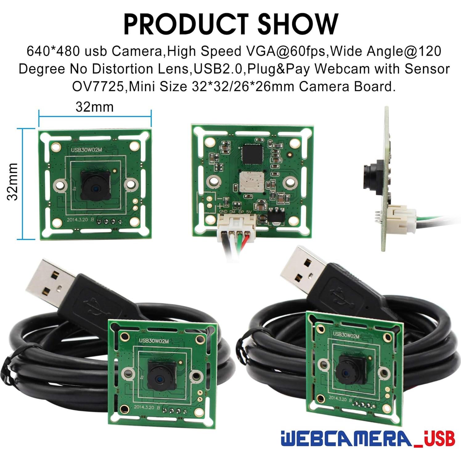 Módulo de cámara USB ELP 480P 60fps con lente 45 grados