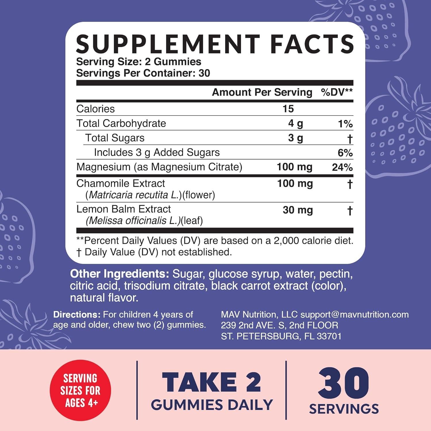 Gomitas Calmantes de Magnesio MAV para Niños 60ct Fresa