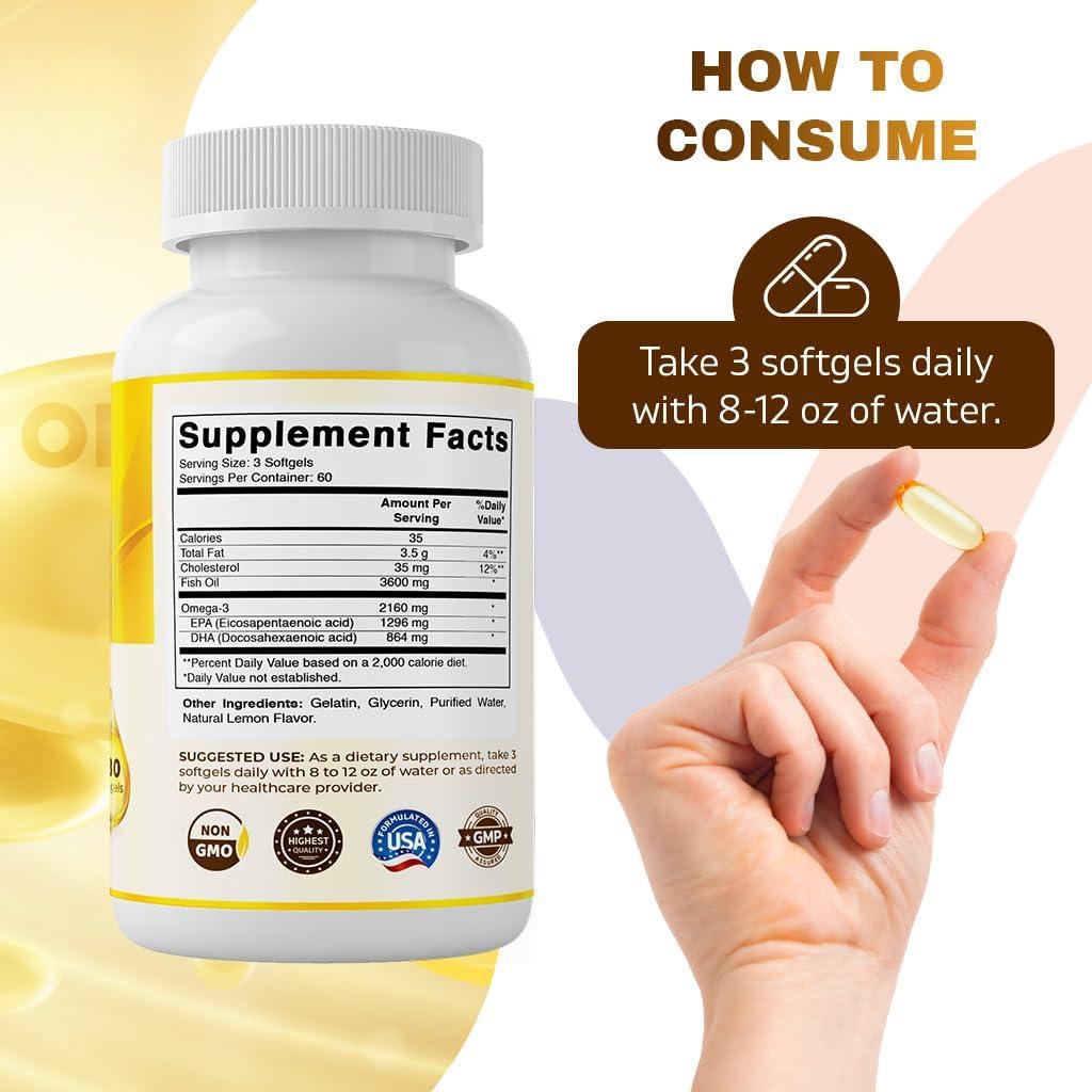 Vitamatic Omega 3 Aceite de Pescado 3600mg 180 Cápsulas Blandas