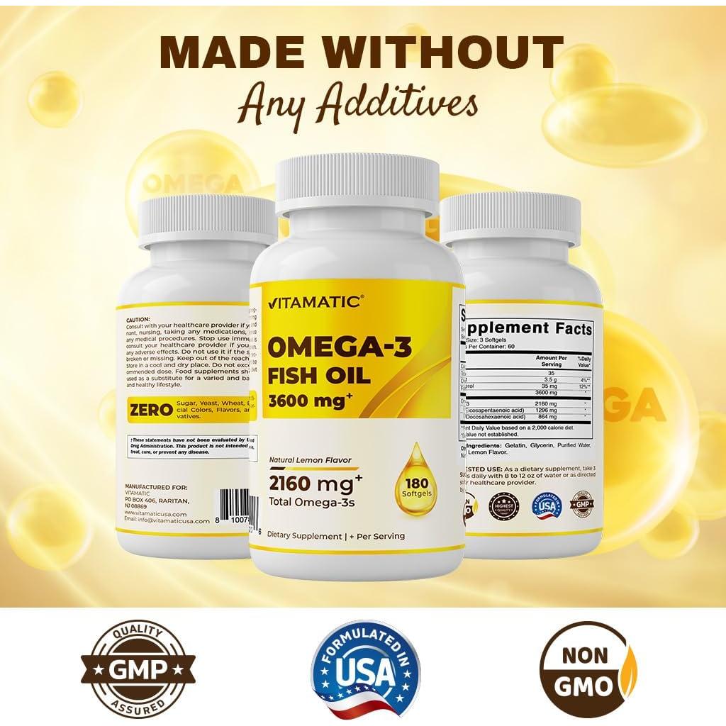 Vitamatic Omega 3 Aceite de Pescado 3600mg 180 Cápsulas Blandas
