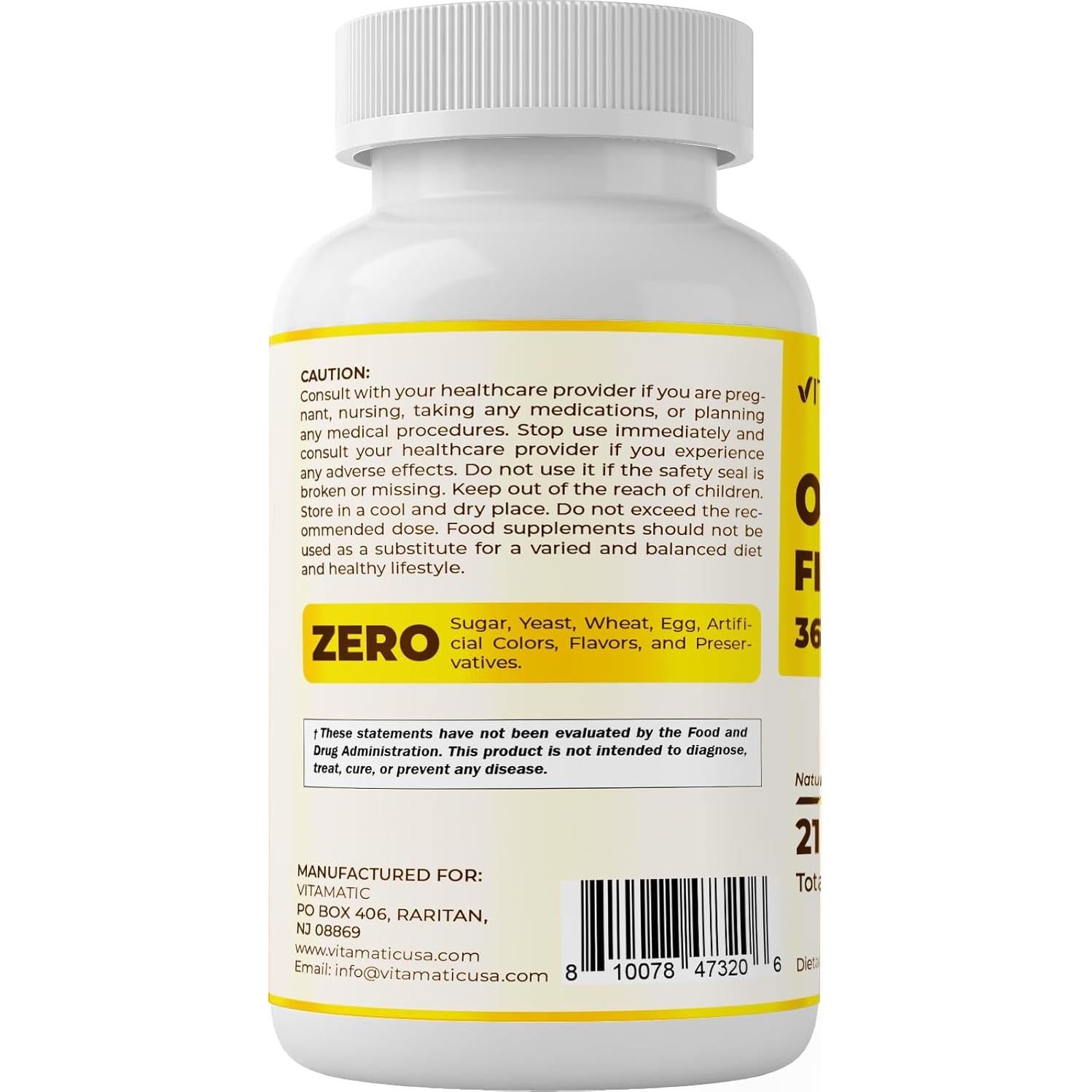 Vitamatic Omega 3 Aceite de Pescado 3600mg 180 Cápsulas Blandas