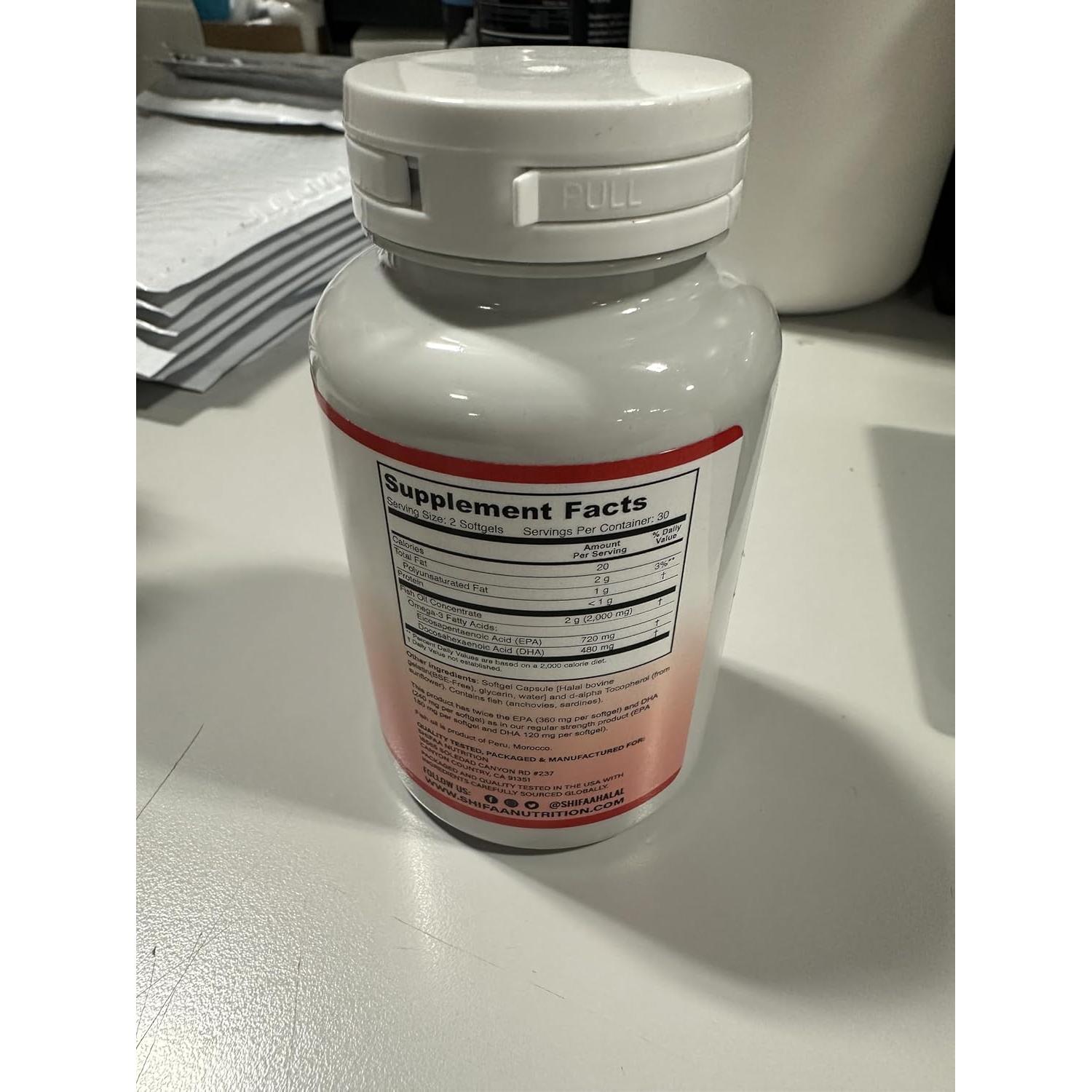 Aceite de Pescado Halal SHIFAA NUTRITION 60 Cápsulas 720mg EPA