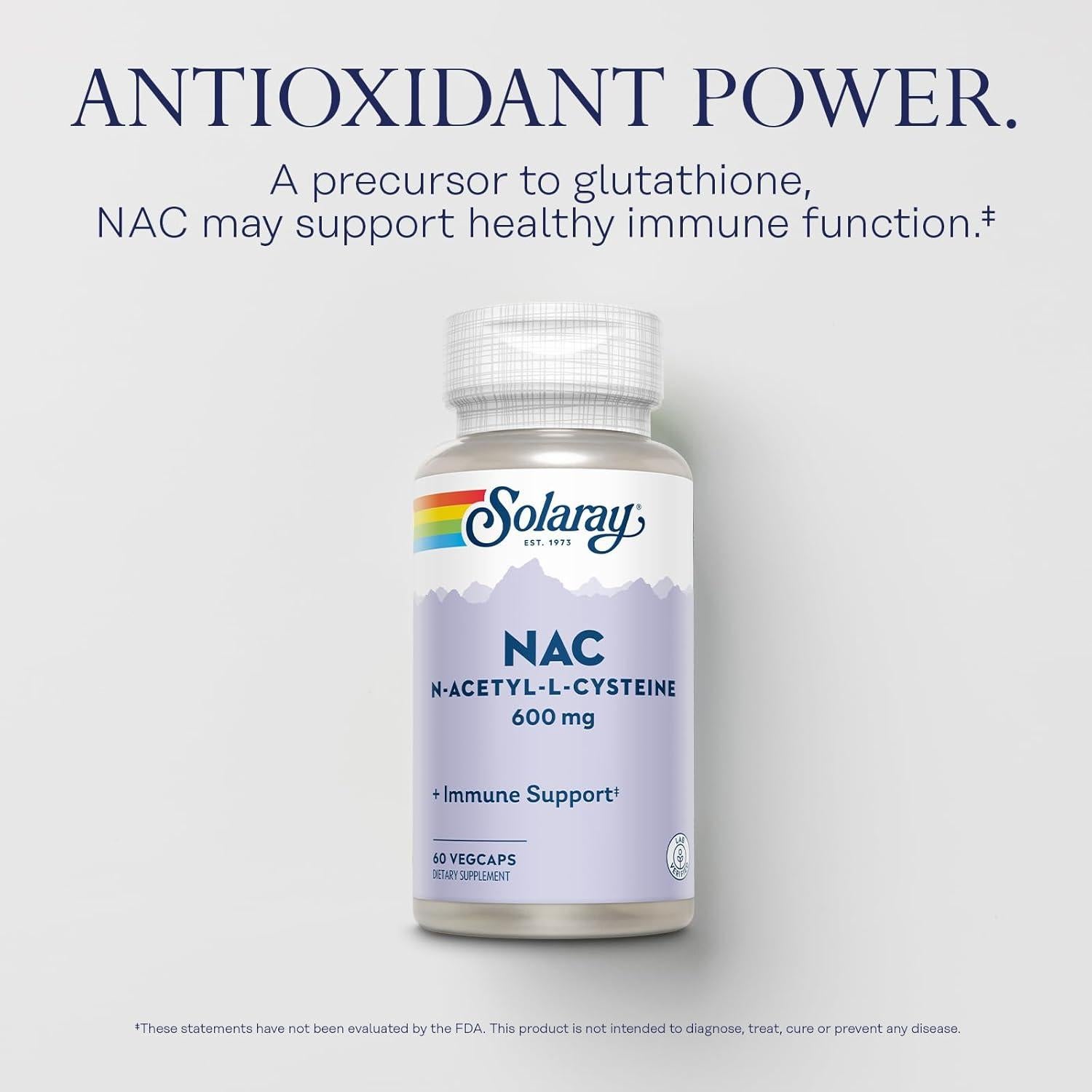 Suplemento Solaray NAC 600 mg - N Acetil Cisteína - 60 VegCaps
