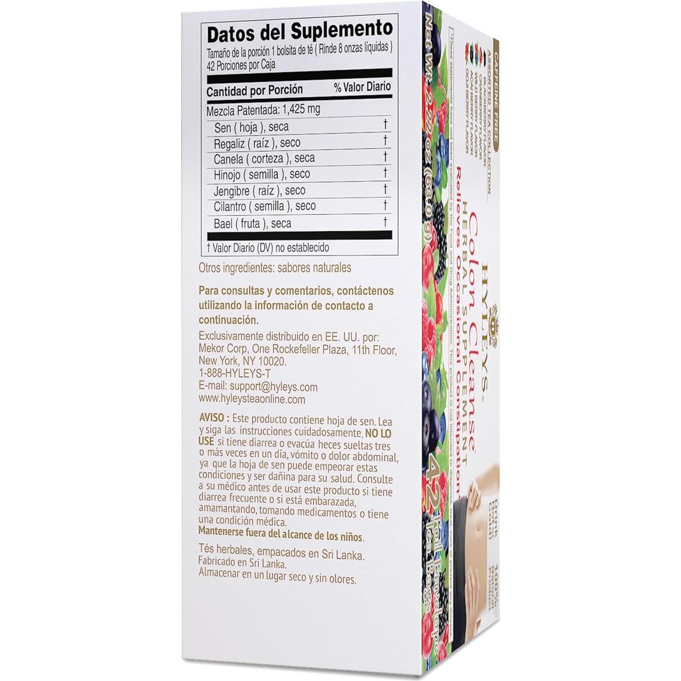 Té Herbal de Limpieza de Colon Hyleys - 42 Bolsitas Sin Cafeína