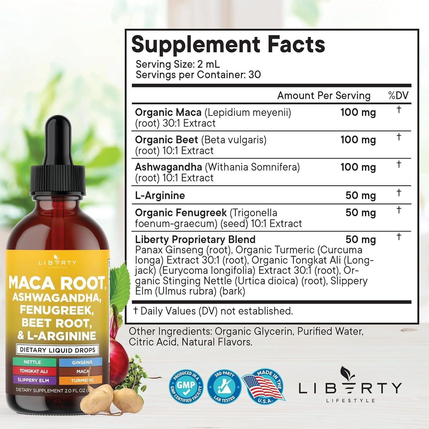 Gotas Líquidas de Raíz de Maca Orgánica Liberty 59.15ml