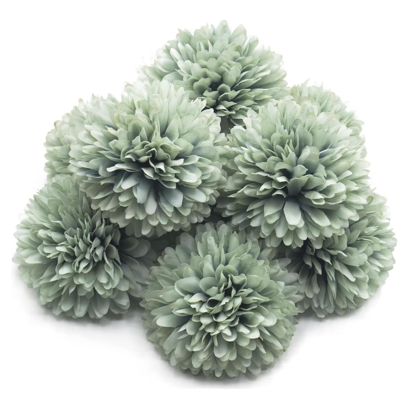 10 Piezas de Crisantemos Artificiales en Bola Azul Silllule