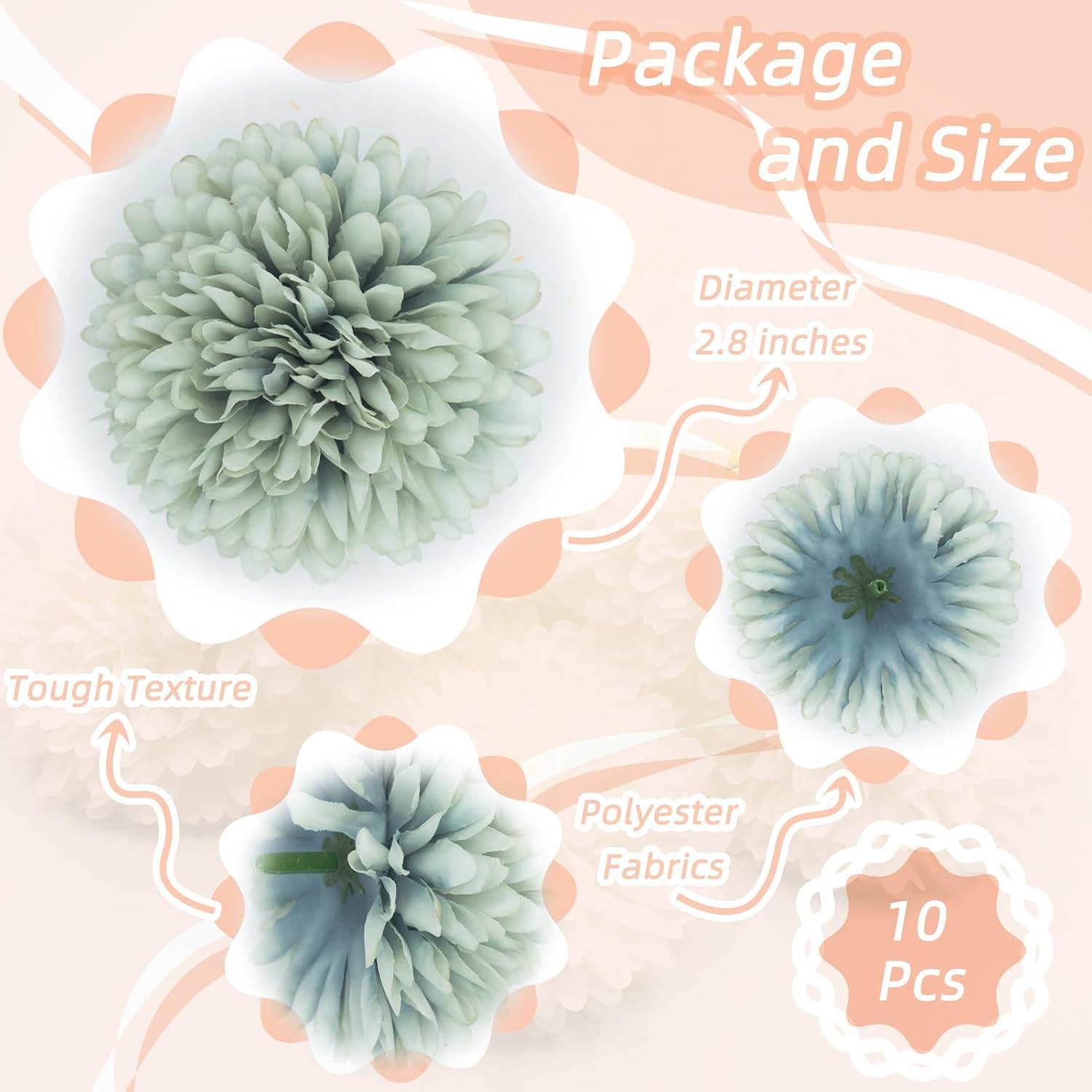 10 Piezas de Crisantemos Artificiales en Bola Azul Silllule