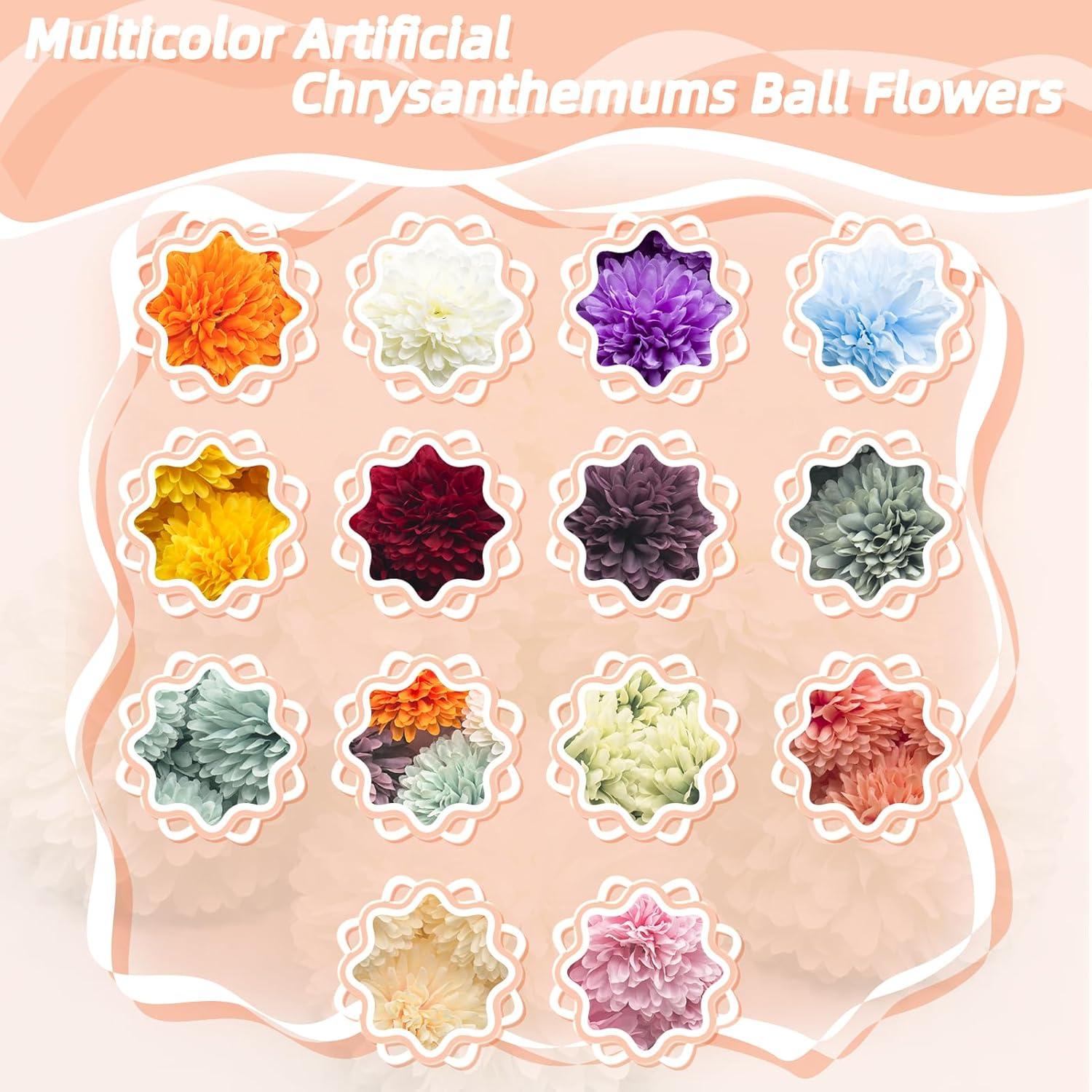 10 Piezas de Crisantemos Artificiales en Bola Azul Silllule