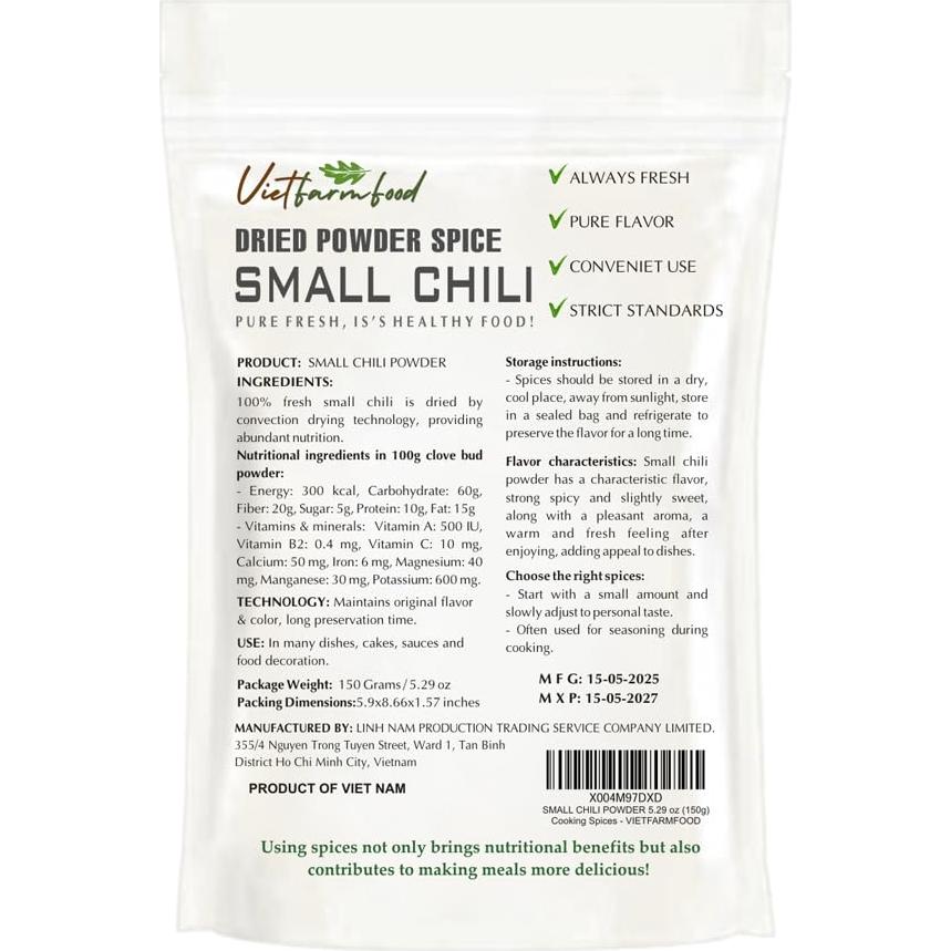 Polvo de Chile Pequeño Linh Nam 150g - Sabor Natural