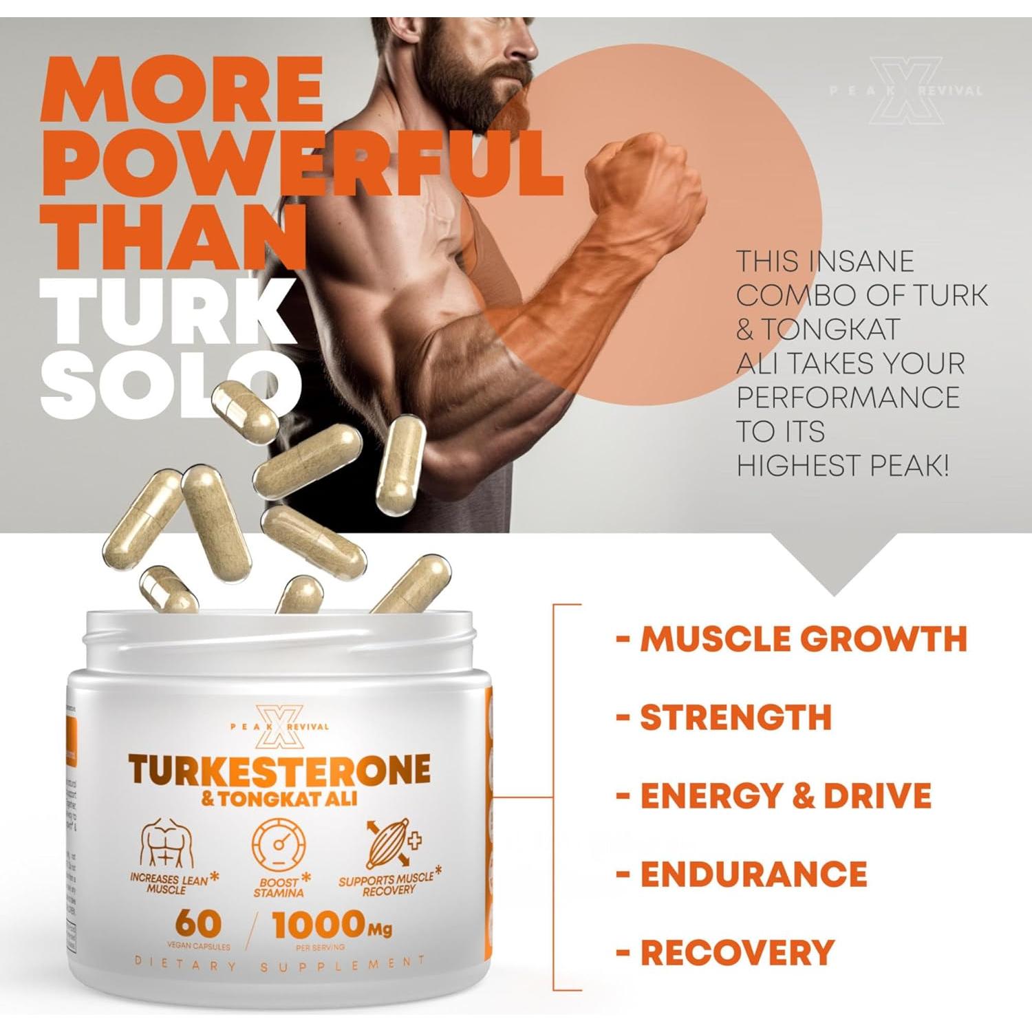 Suplemento de Turkesterona y Tongkat Ali 1000mg - 60 cápsulas