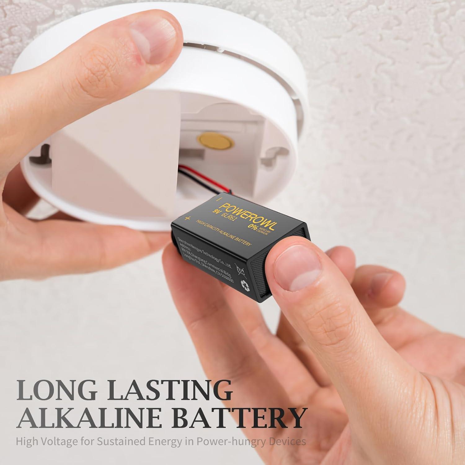 Baterías Alcalinas 9V POWEROWL 8 Piezas Duraderas