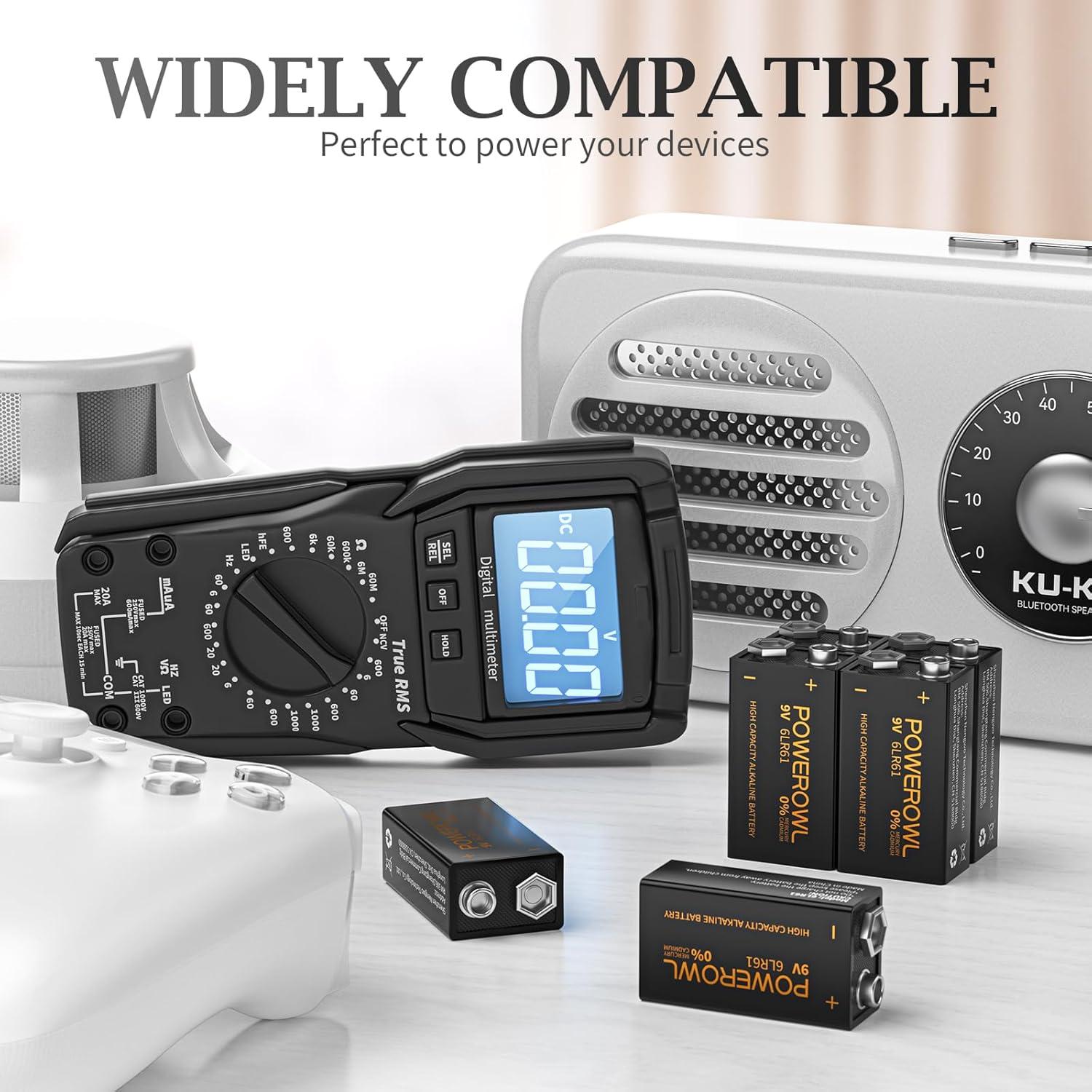 Baterías Alcalinas 9V POWEROWL 8 Piezas Duraderas