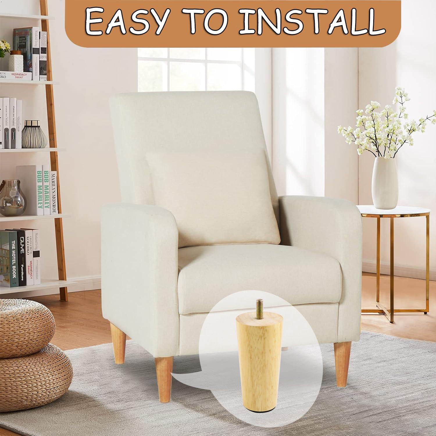 Juego de 4 patas de muebles Yaliuliu 10 cm redondas madera natural