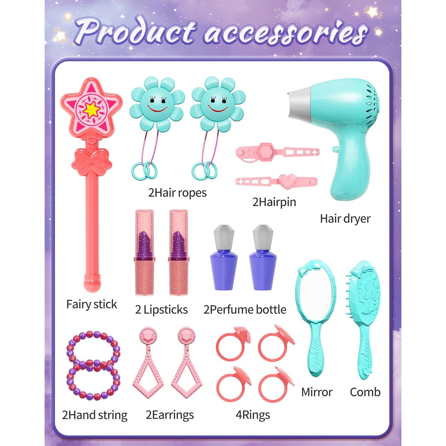 Mesa de Maquillaje Infantil Diario Lindo con Espejo y Luz