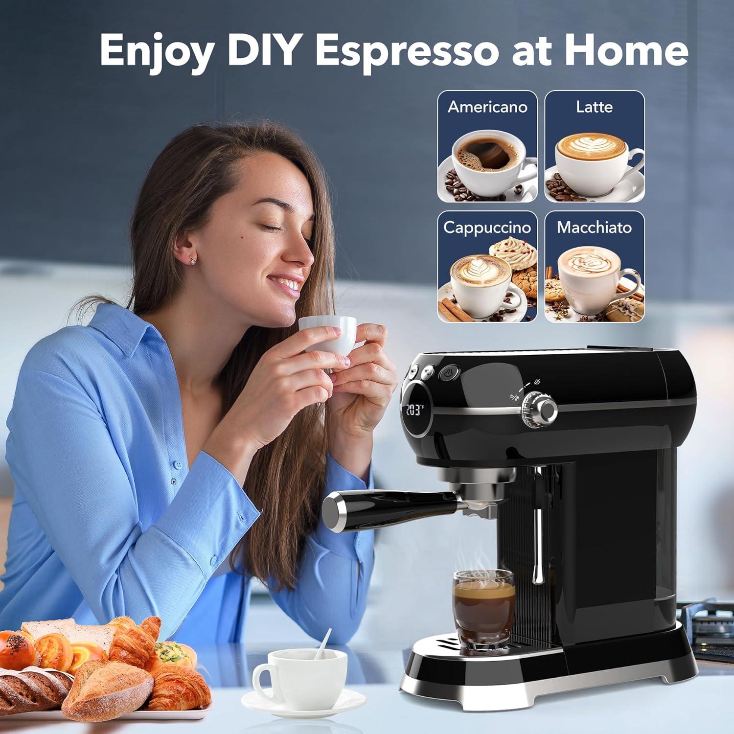 Cafetera Espresso HBN ES-6400T 20 Bar con Espumador 27oz