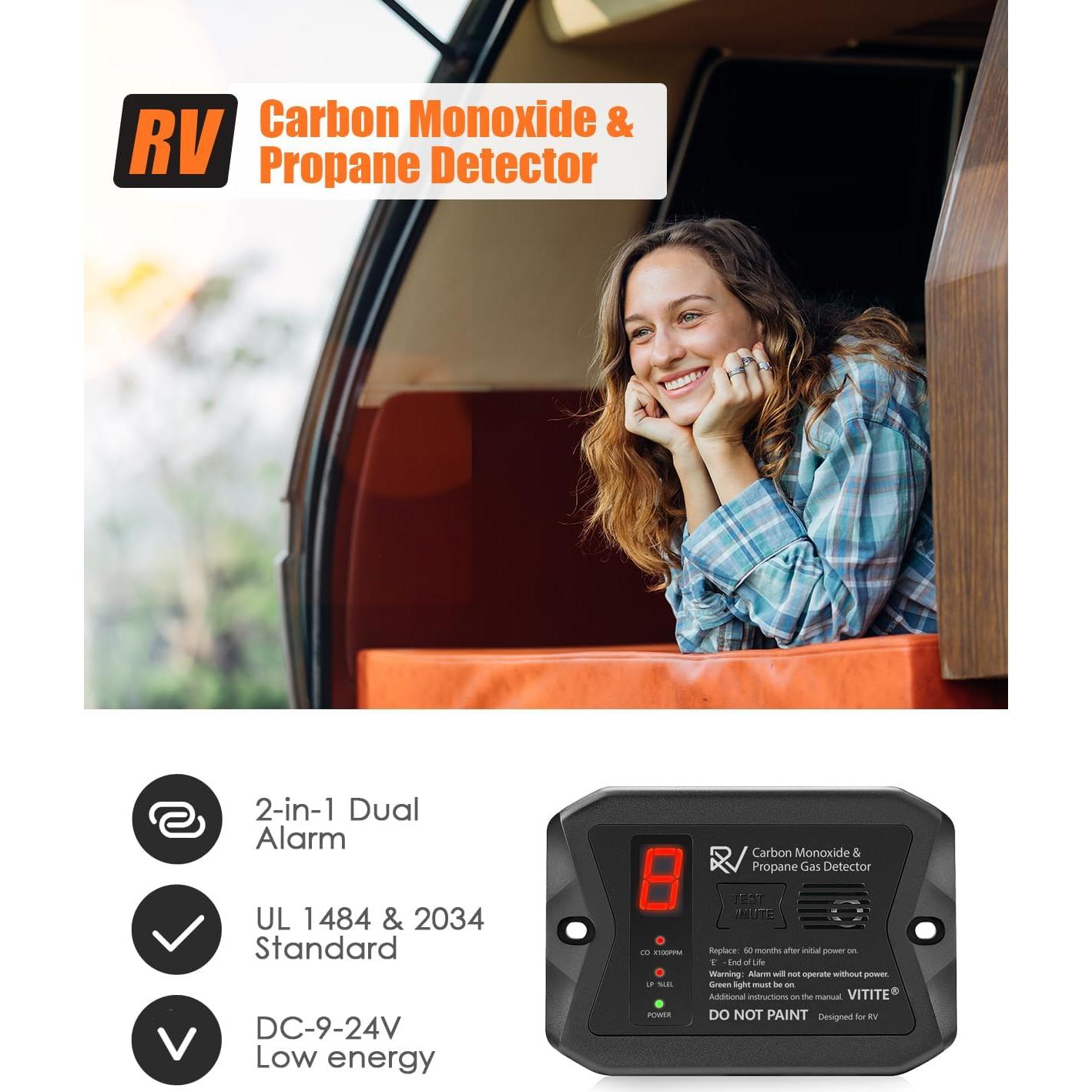 Detector de Monóxido de Carbono y Gas Propano VITITE para RV