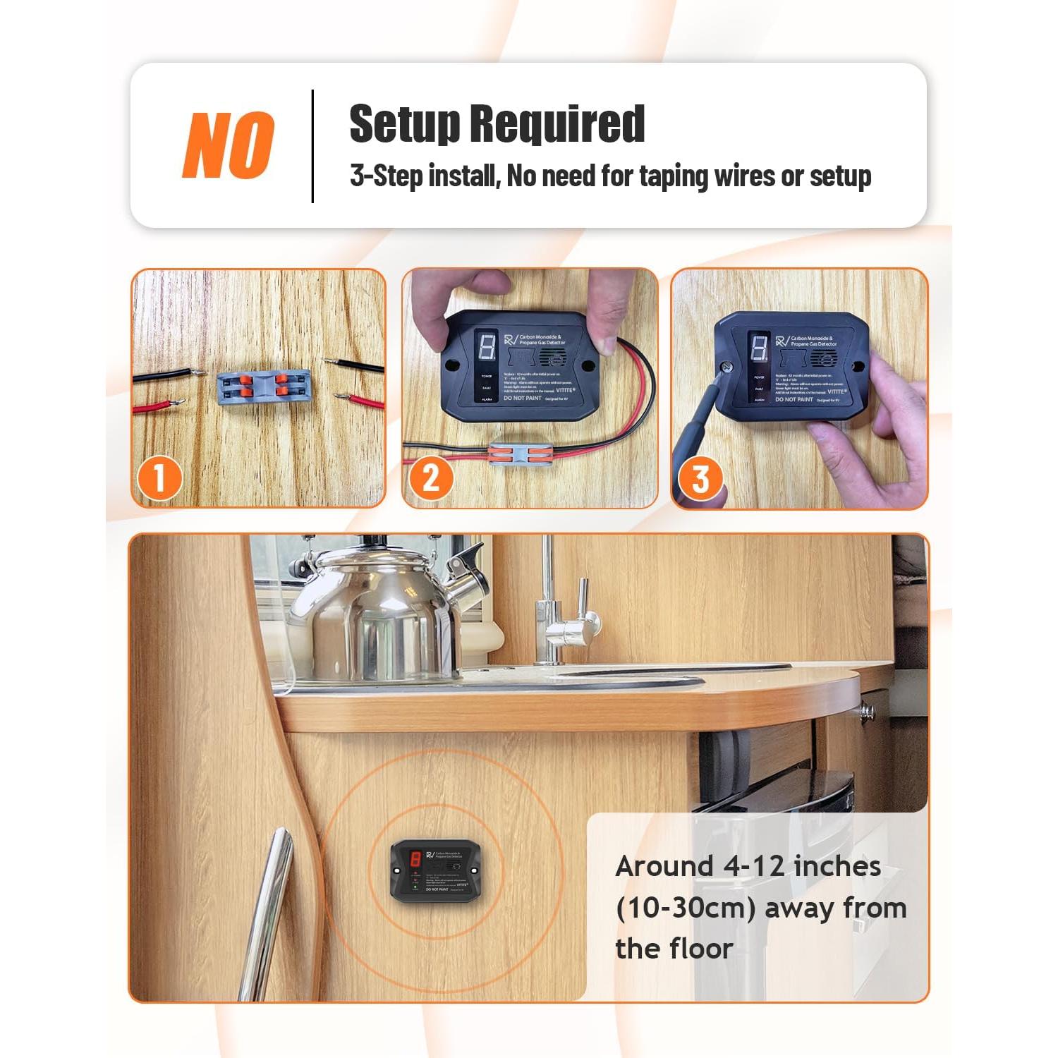 Detector de Monóxido de Carbono y Gas Propano VITITE para RV