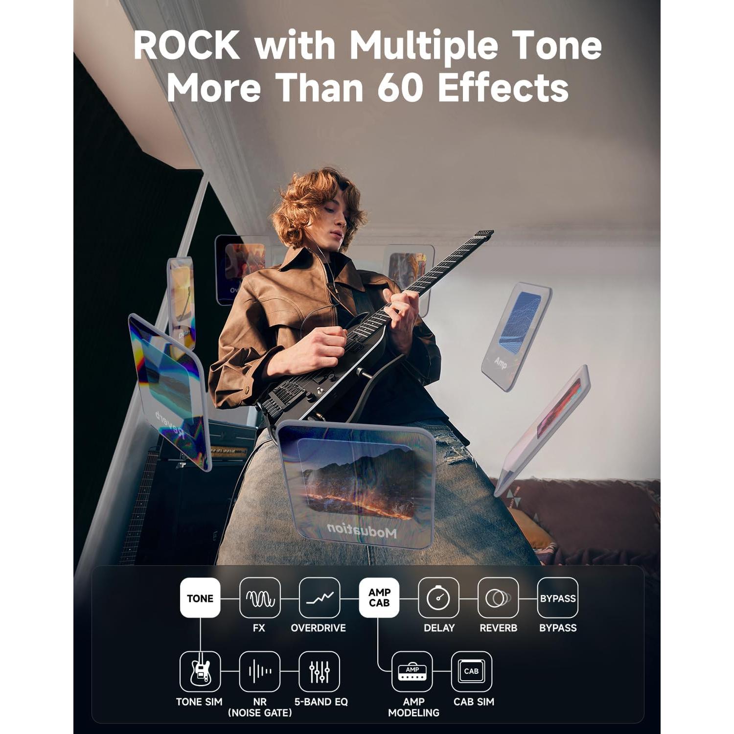 Guitarra Eléctrica Donner HUSH X PRO - Viaje Inteligente, Negro