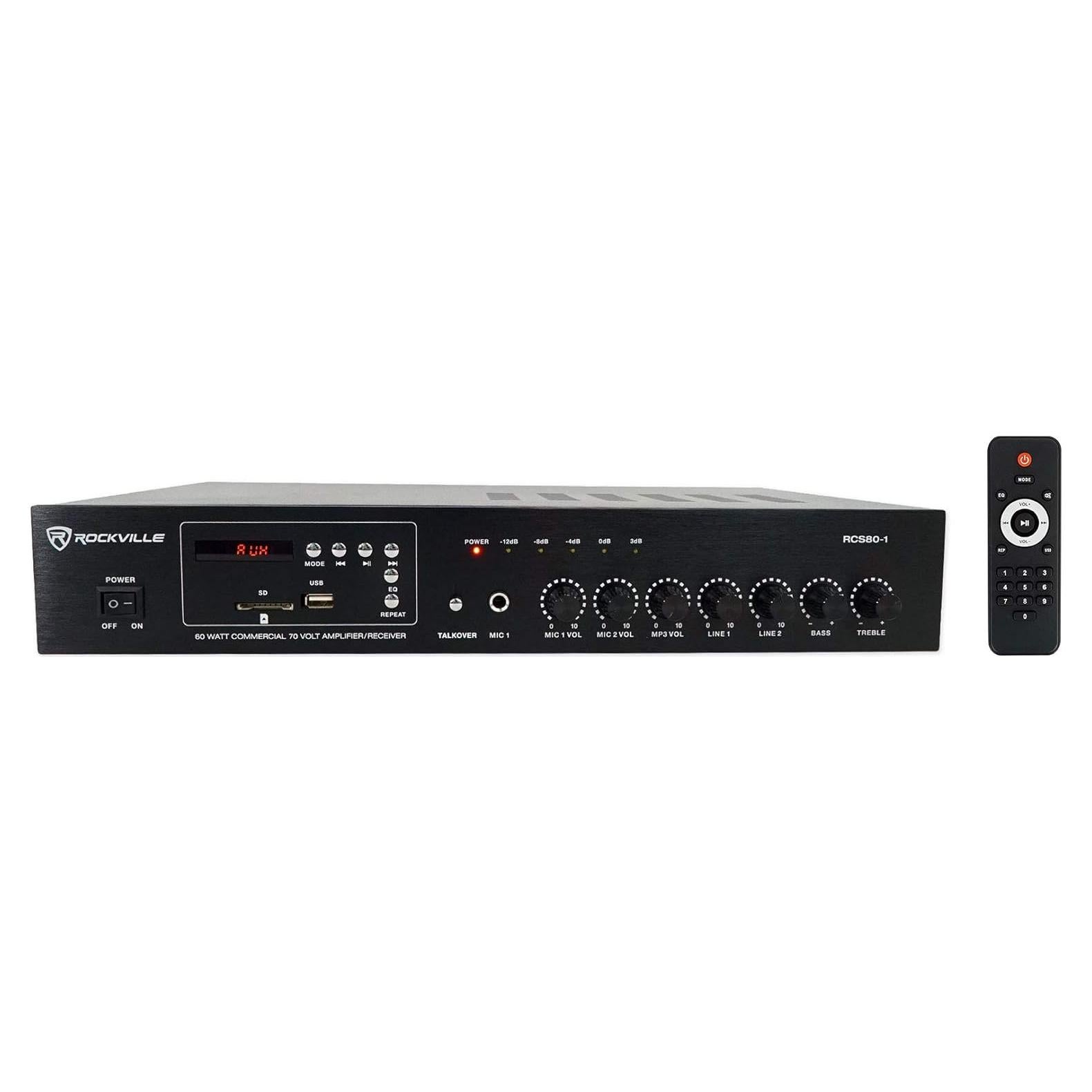 Amplificador Comercial Rockville RCS80-1 60W Bluetooth 5.0